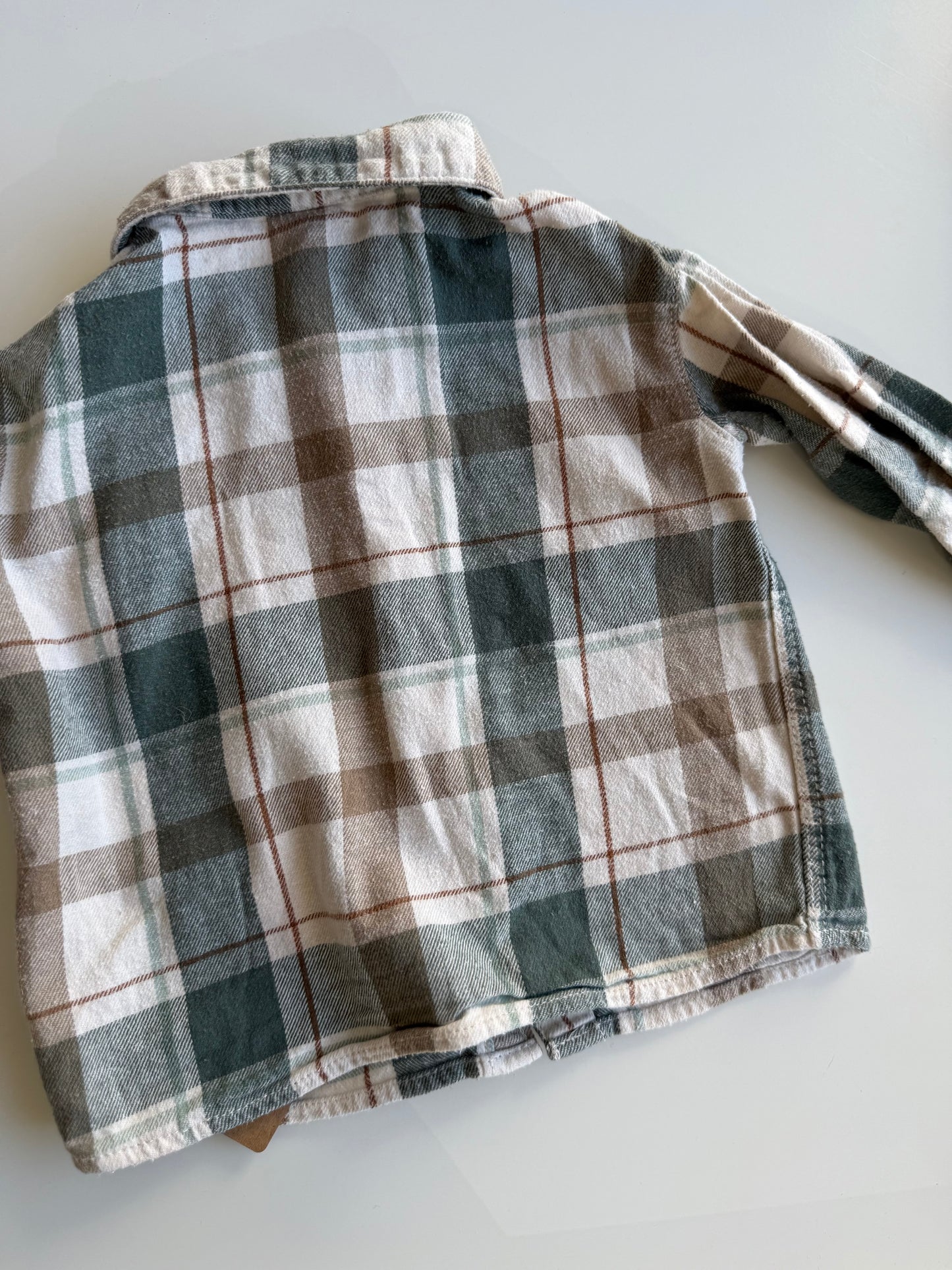 H&M Hemd Flanell kariert türkis weiß braun 62