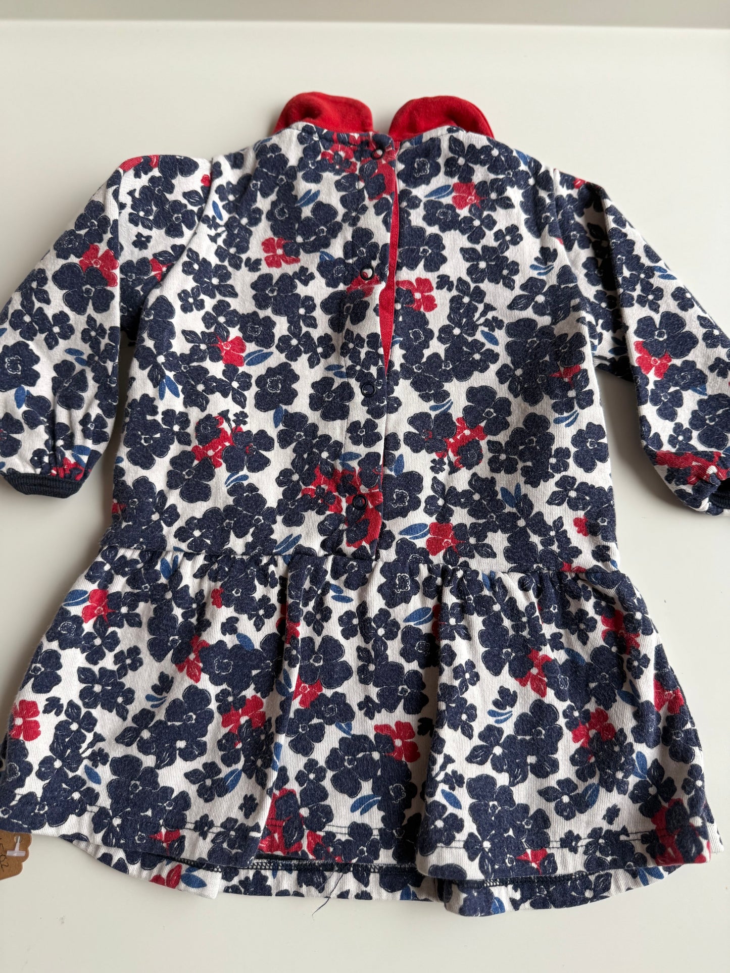 PETIT BATEAU Kleid Blumen blau weiß rot 74