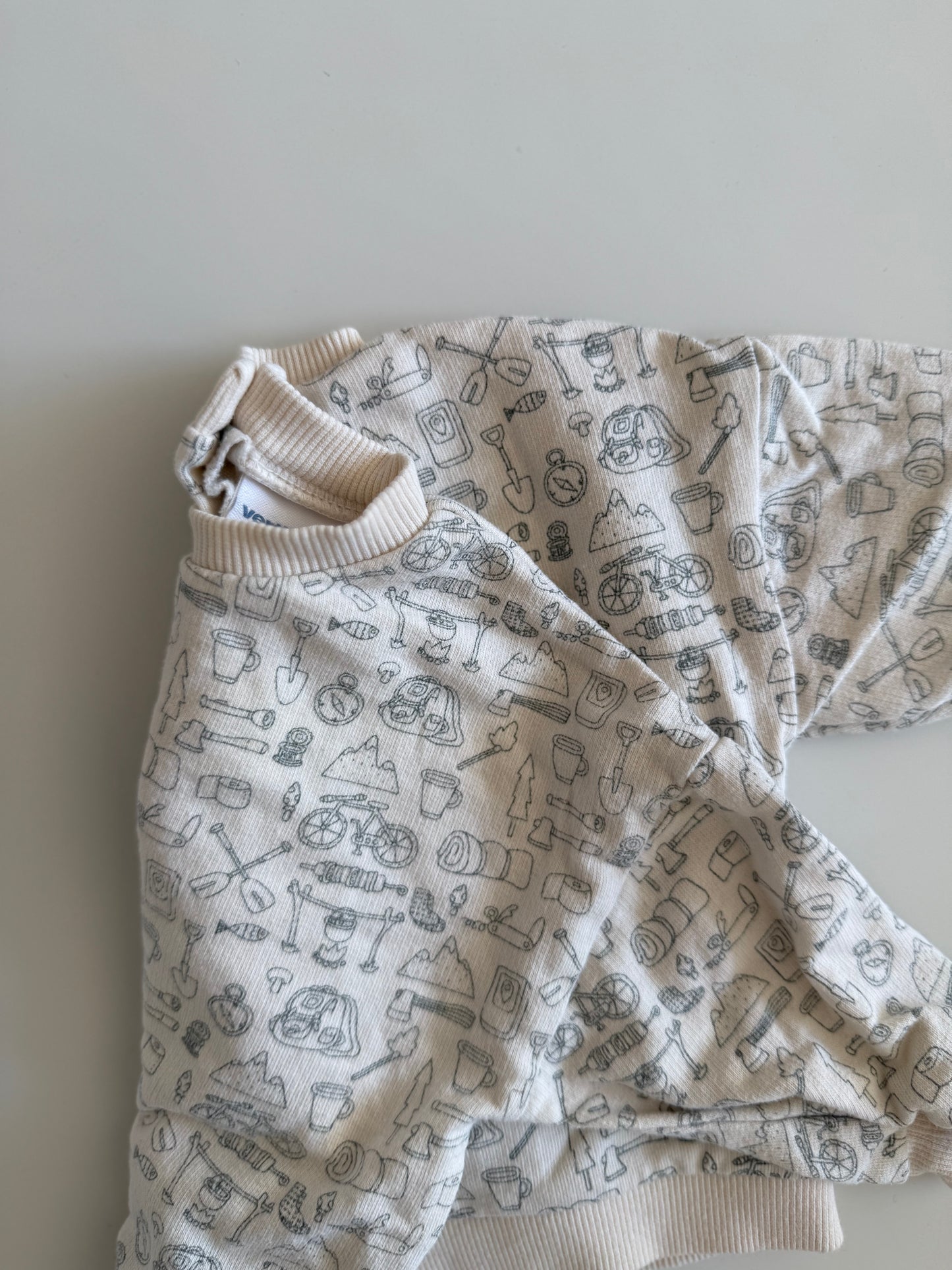 VERBAUDET Sweatshirt Fahrräder Camping beige 68