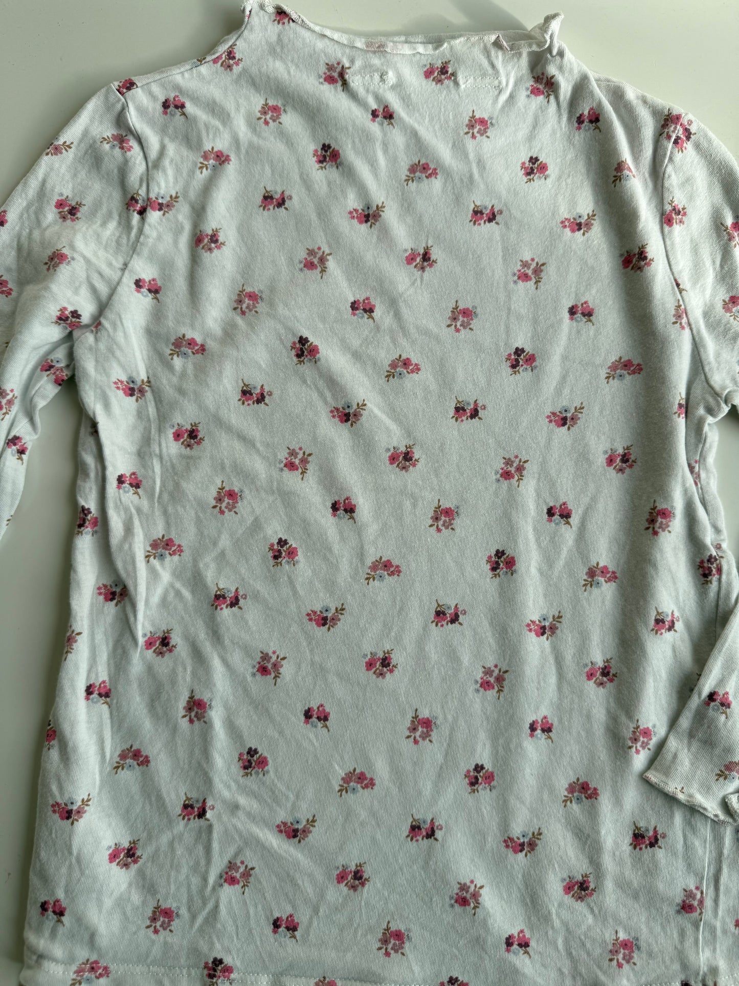 H&M Langarmshirt weiß rosa Blümchen 116