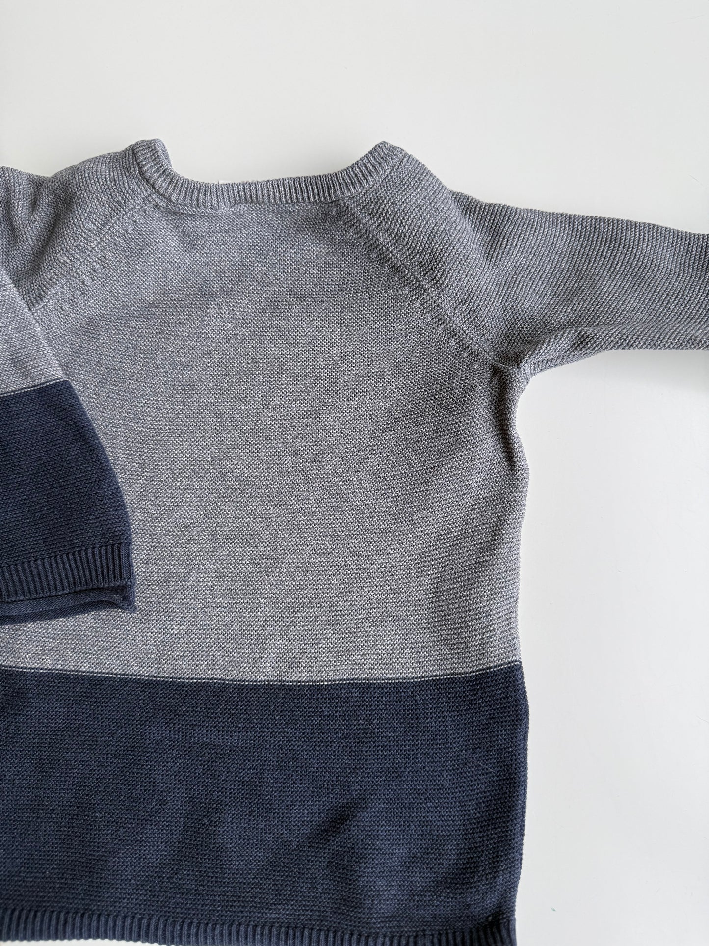 H&M Pullover Strick blau grau 80