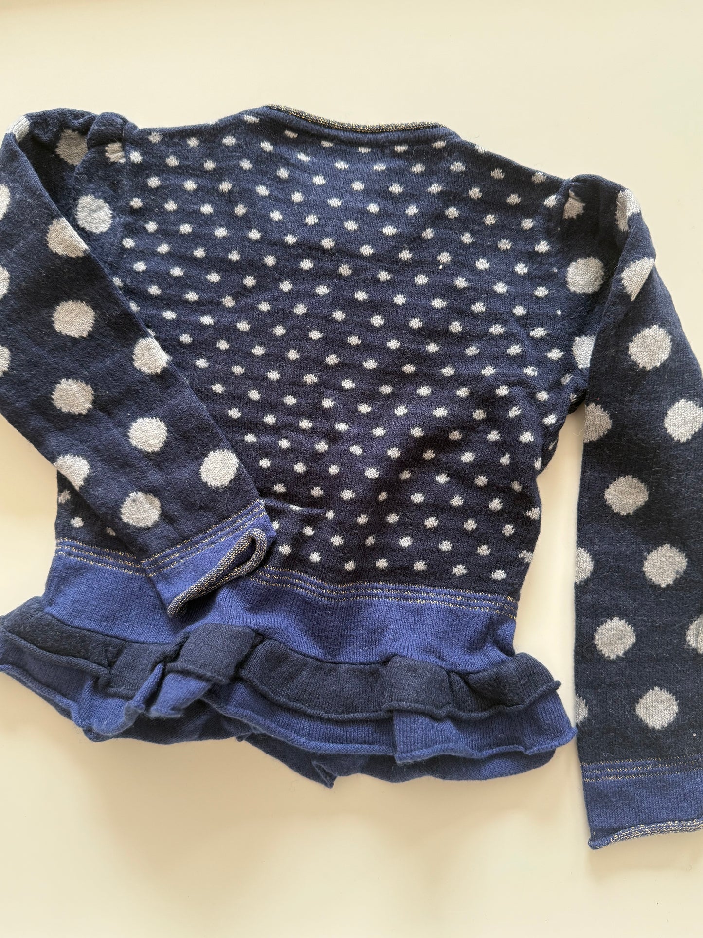 CAKEWALK Strickjacke dunkelblau weiß Glitzer Wolle 86/92