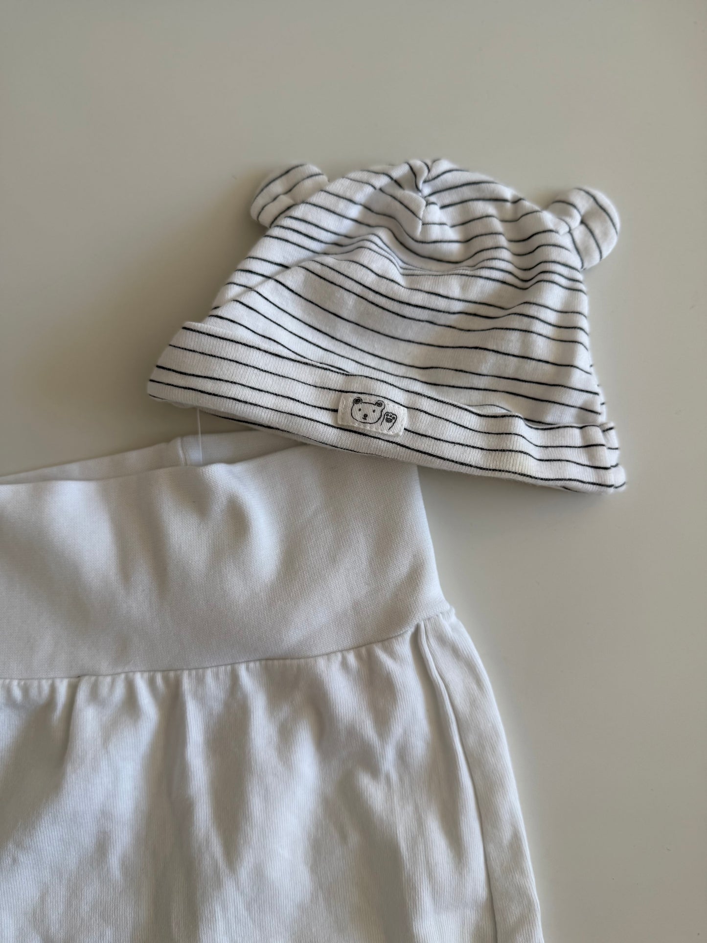 H&M Set Hose Mütze weiß blau 56