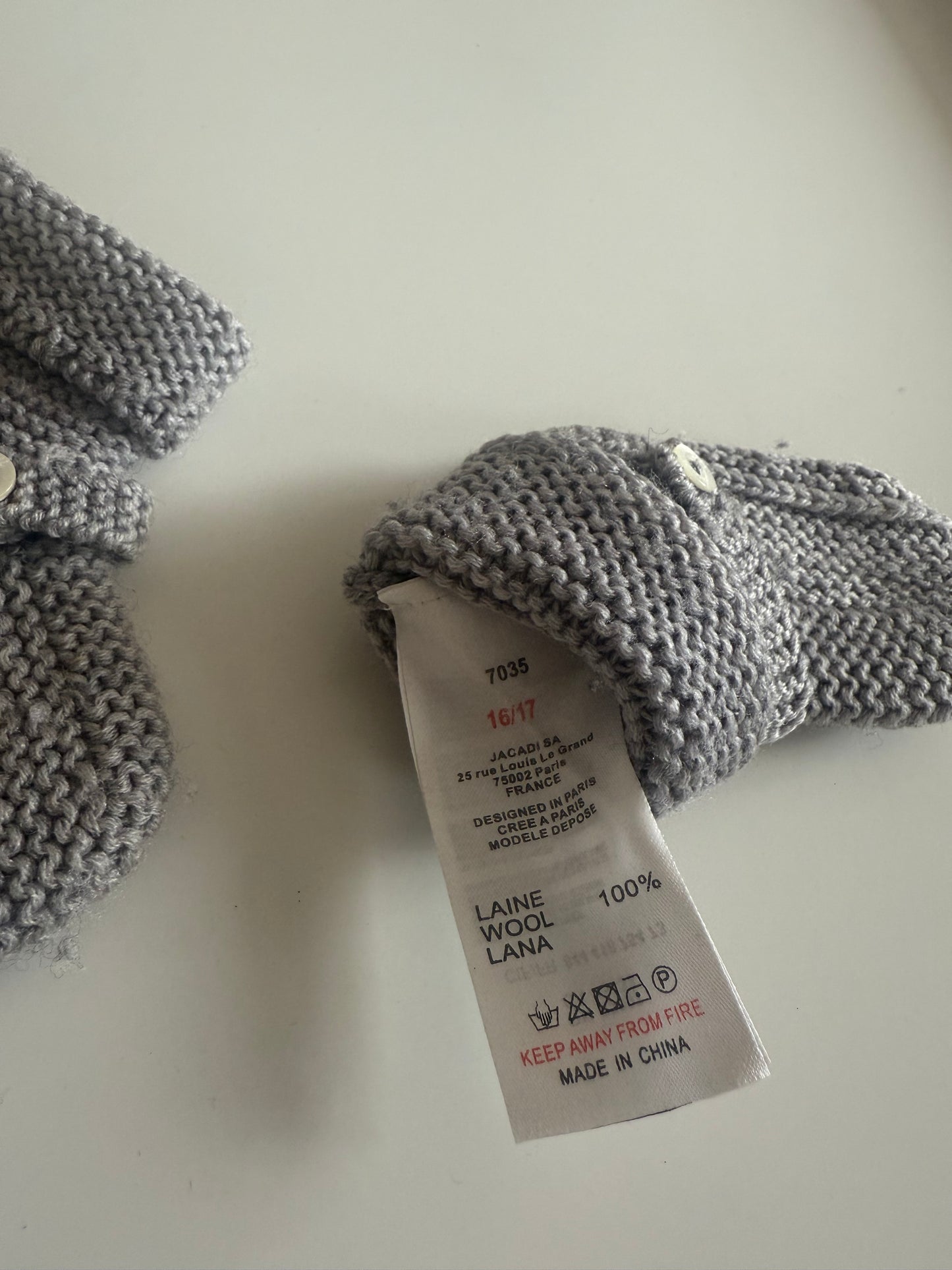 JACADI Wollschuhe Baby grau 16/17