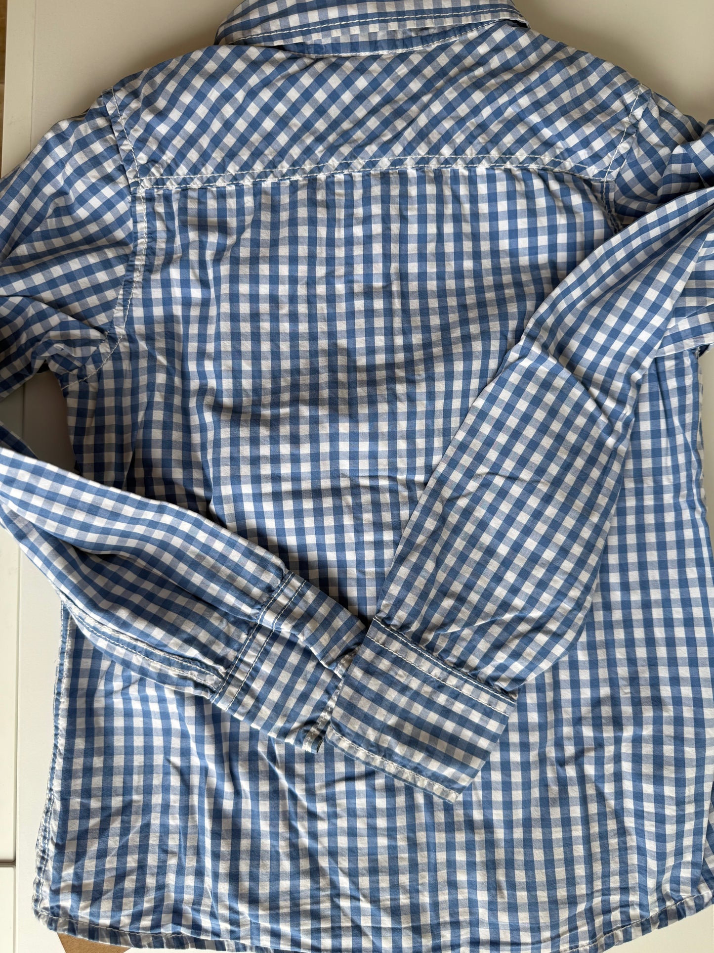 H&M Bluse kariert blau weiß 122