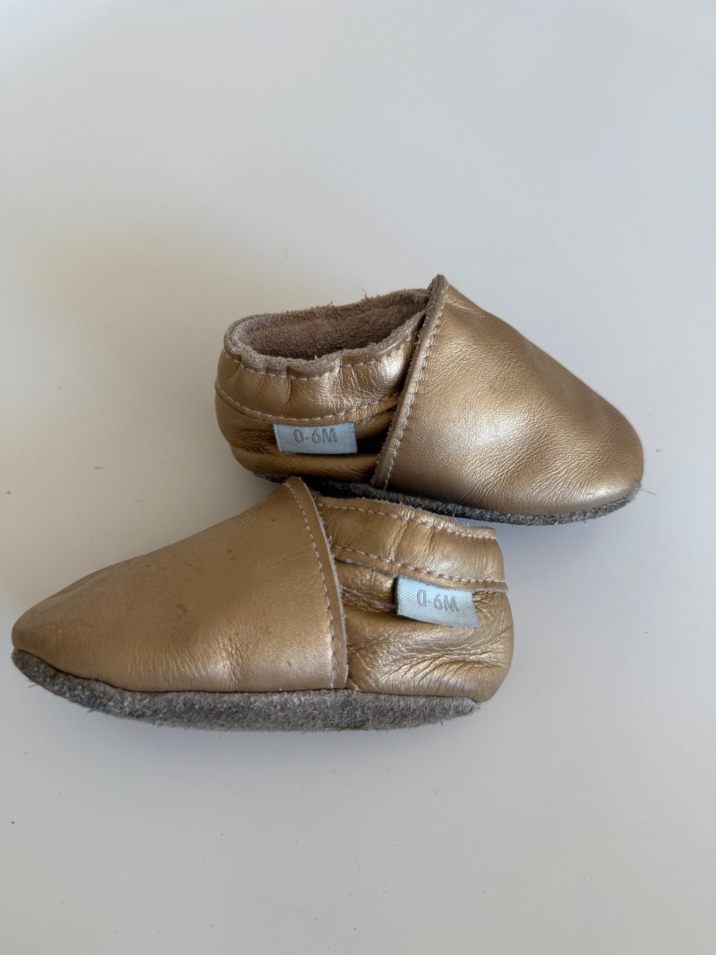 NONAME Krabbelschuhe Leder Gold 62/68