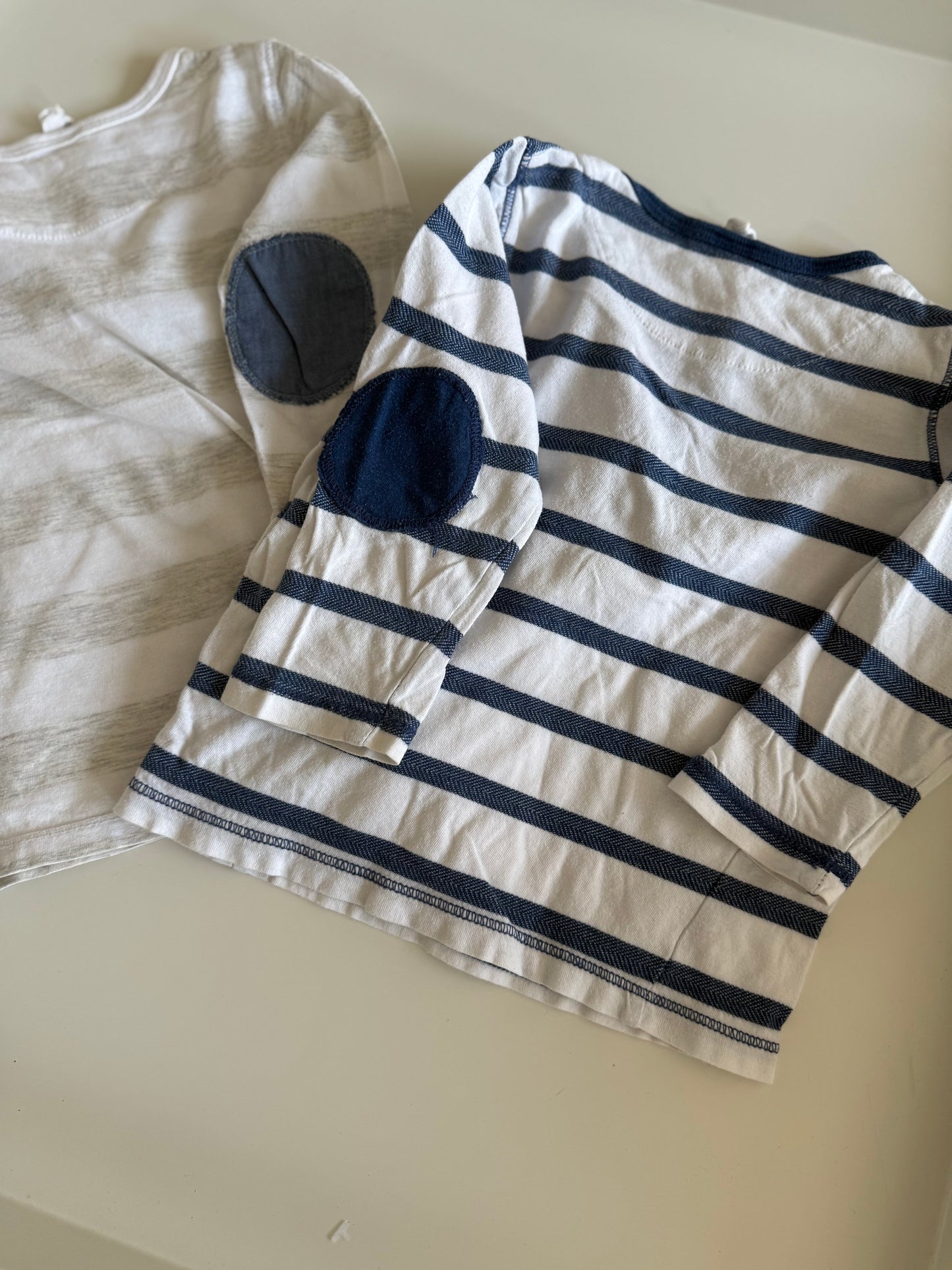 H&M Set Langarmshirts blau weiß grau 80
