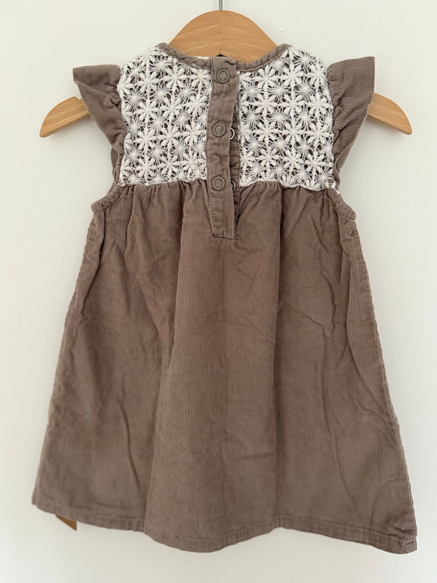 TOPOMINI Kleid Kord braun weiß Spitze 80