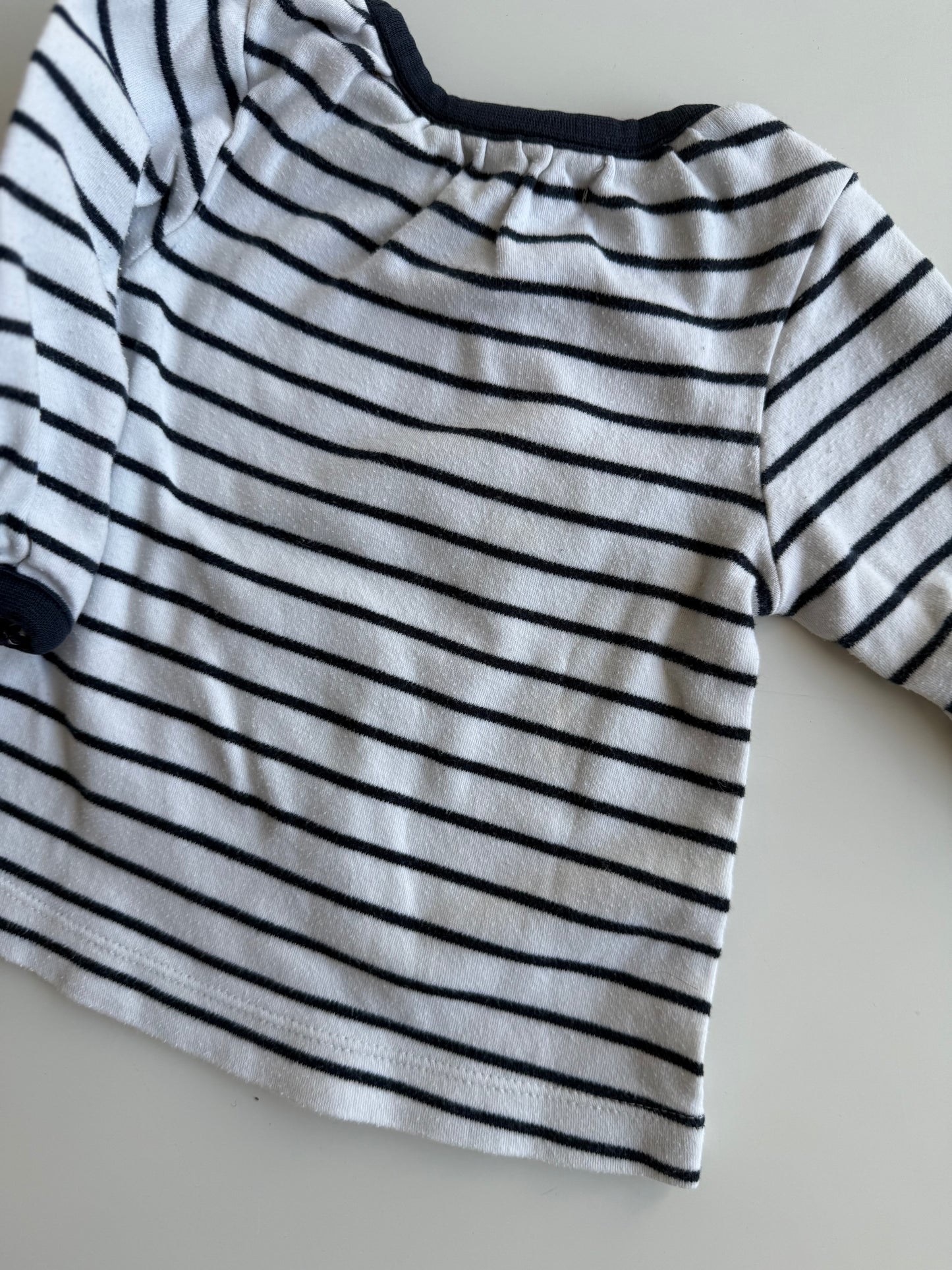 SENSE ORGANICS Langarmshirt blau weiß Katze 62/68