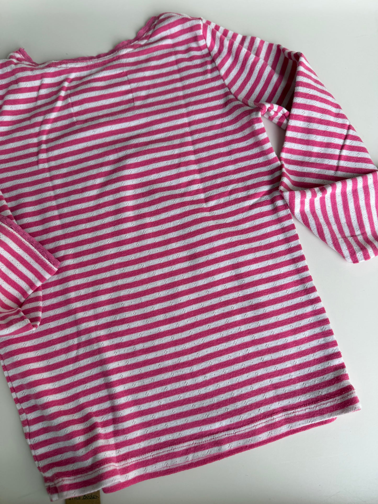 MINI BODEN Langarmshirt Pointelle pink weiß gestreift 128