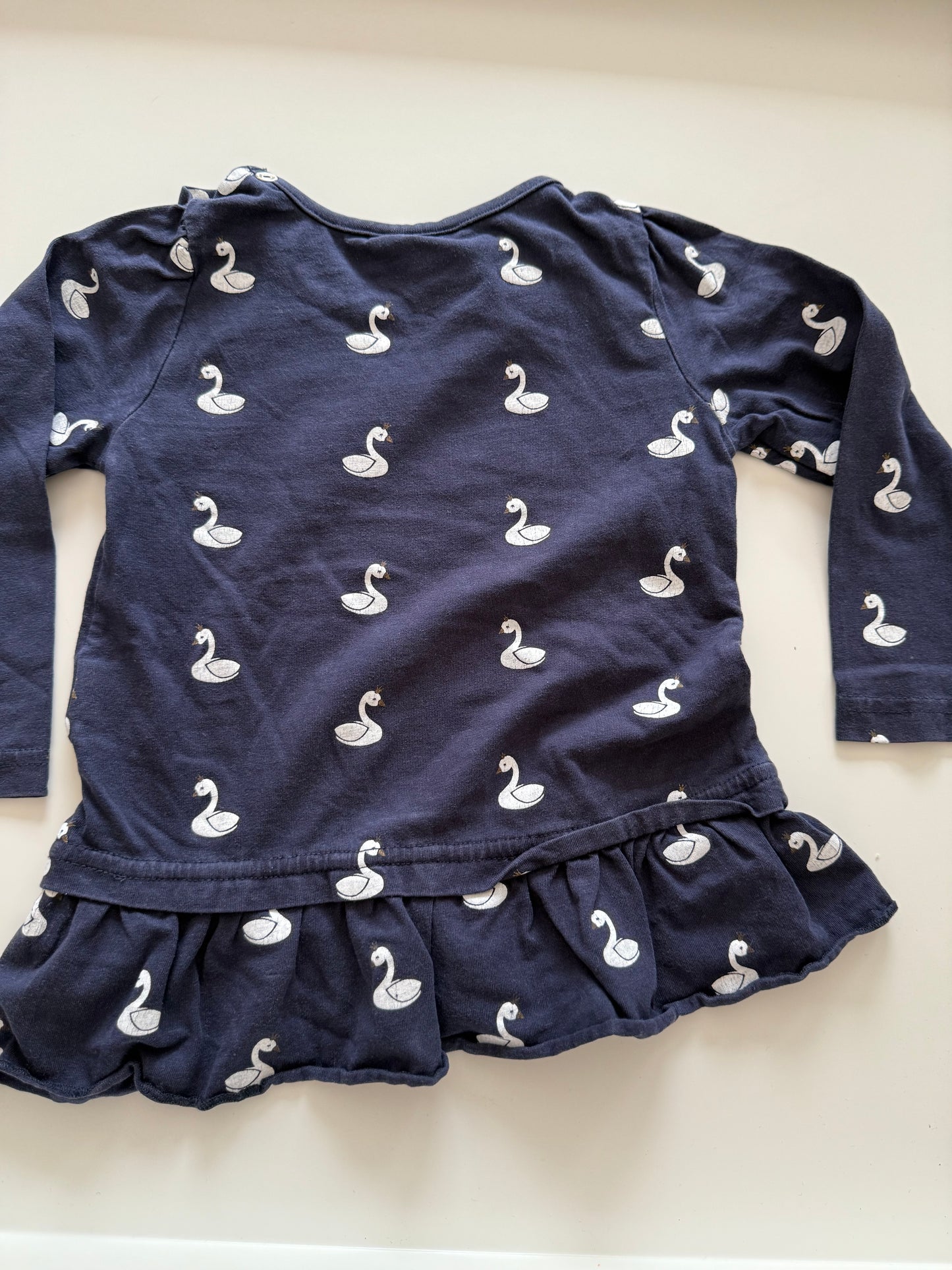 TOPOMINI Langarmshirt dunkelblau Schwäne 92