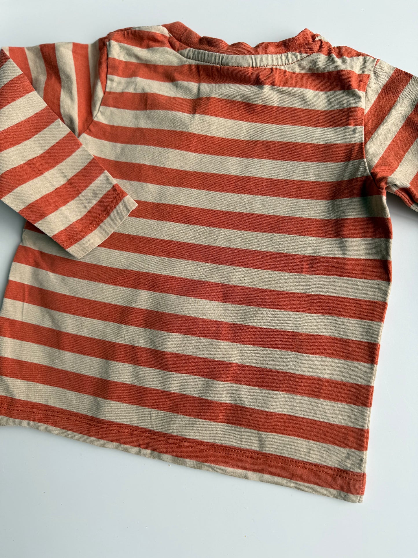 ALANA Langarmshirt Streifen Waschbär orange beige 98