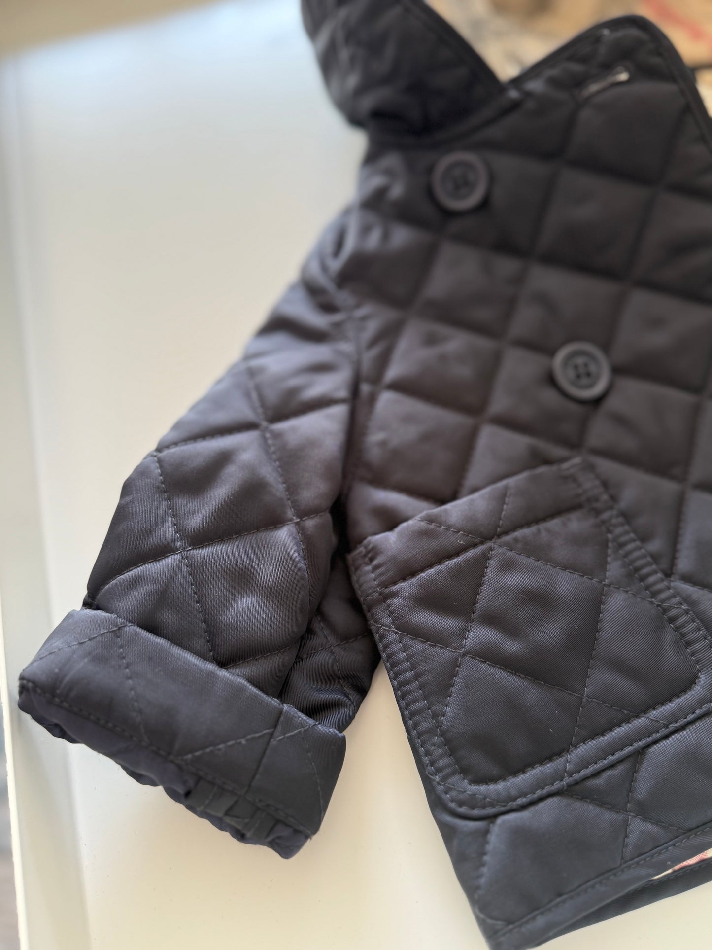 BURBERRY Steppjacke dunkelblau Check 62/68