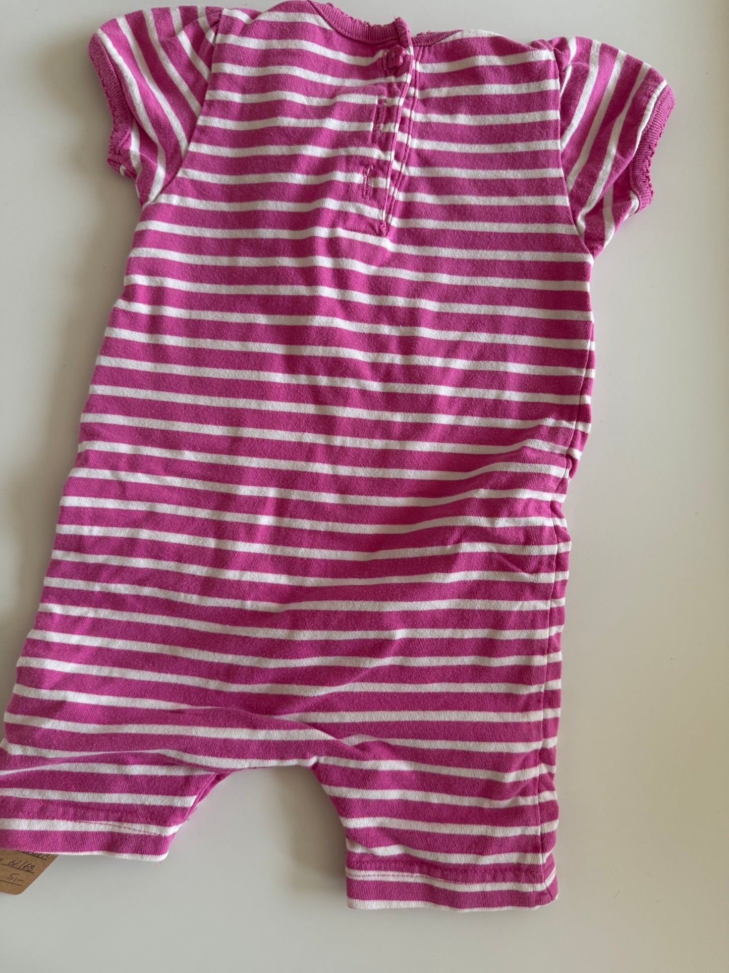 JoJo MAMAN BEBE kurzer Strampler Elefant pink gestreift 62/68