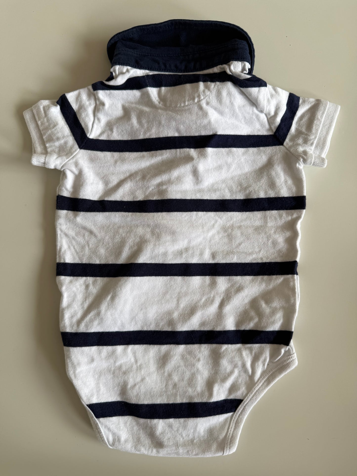 RALPH LAUREN Body Kurzarm Polo weiß blau 68