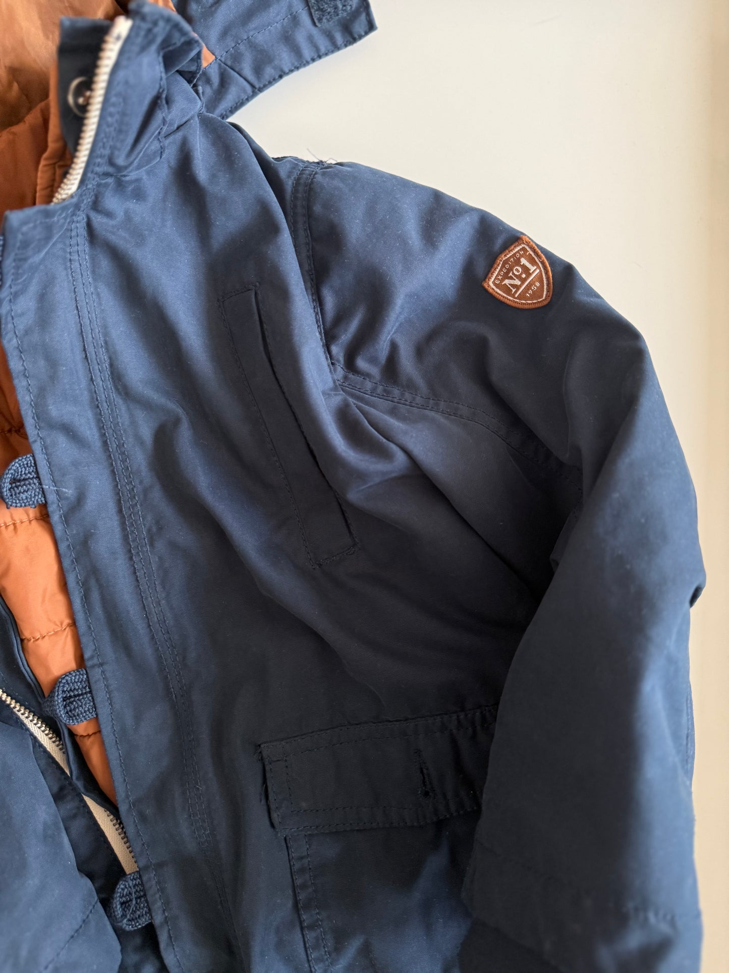 H&M Herbst- und Winterjacke dunkelblau braun 110