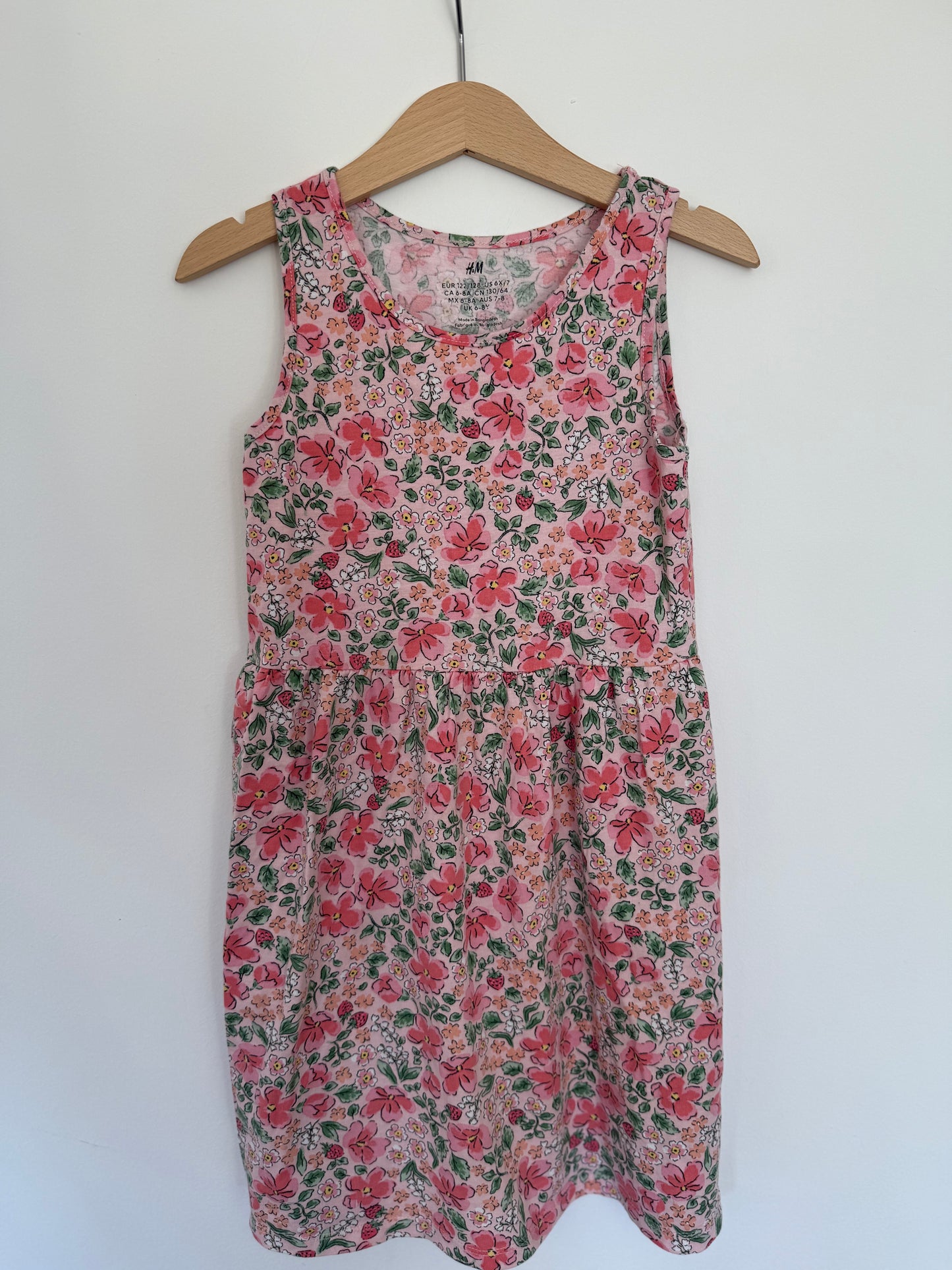 H&M Kleid Sommer Blumen bunt 122/128