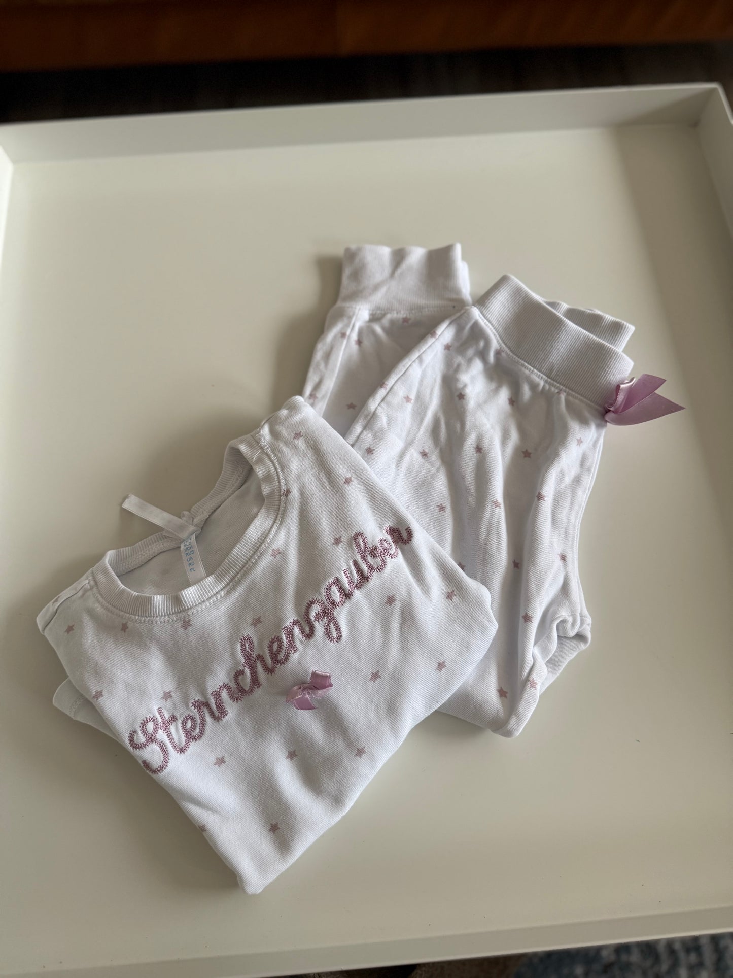 LOUIS & LOUISA Schlafanzug weiß rosa Sternchenzauber 128/134
