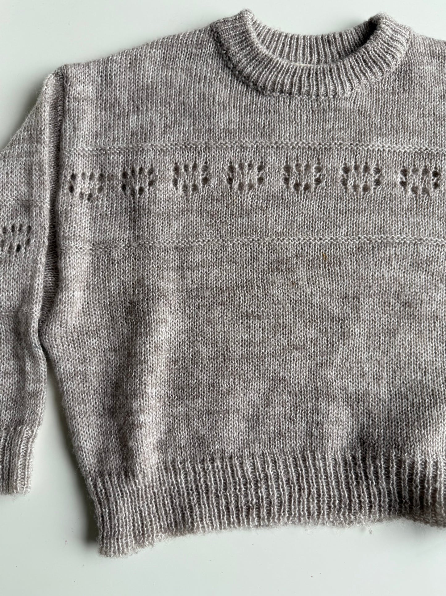 LC Kids Pullover beige Lochmuster Wolle 116