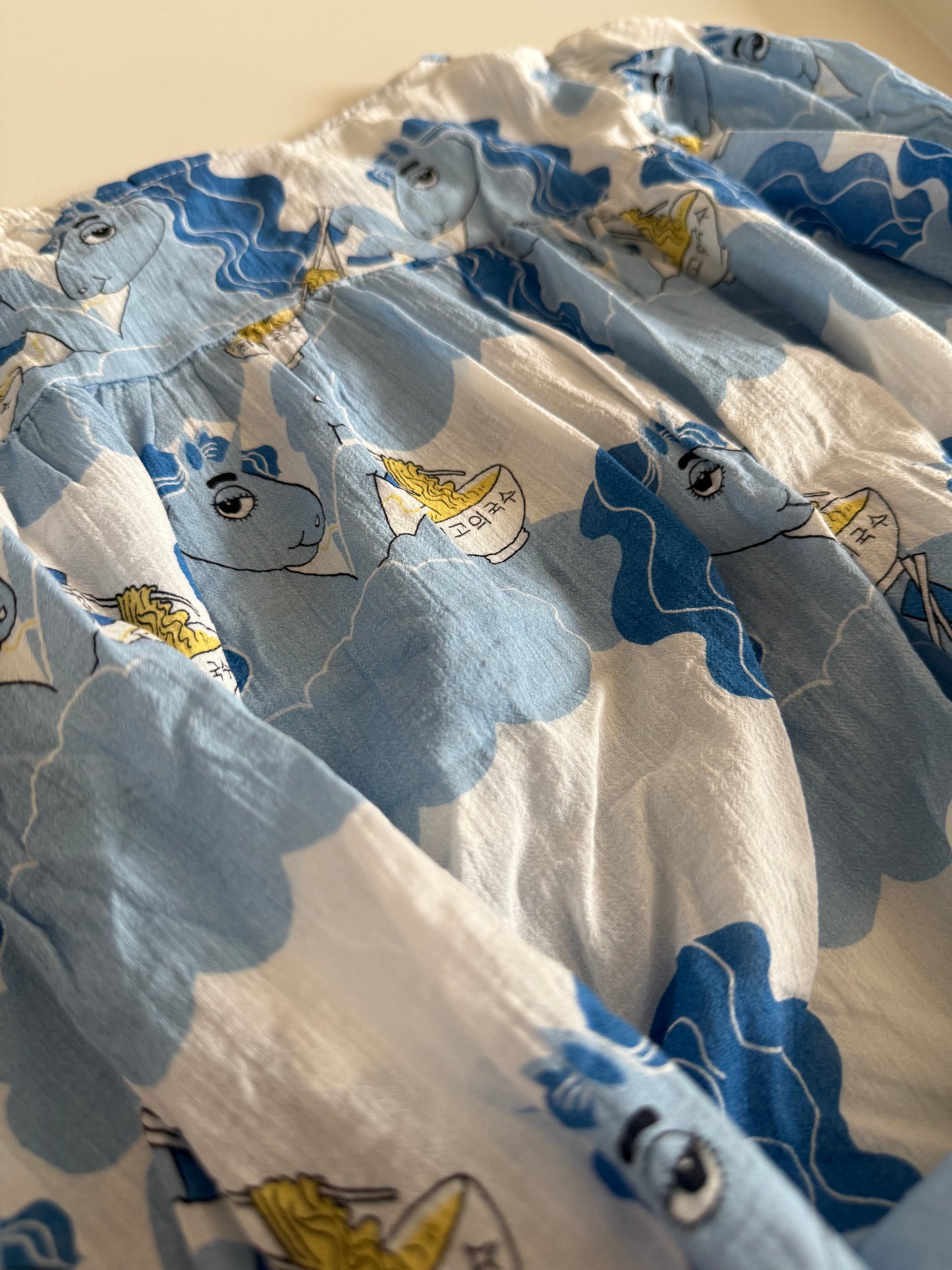 MINI RODINI Bluse Einhörner blau weiß 128/134