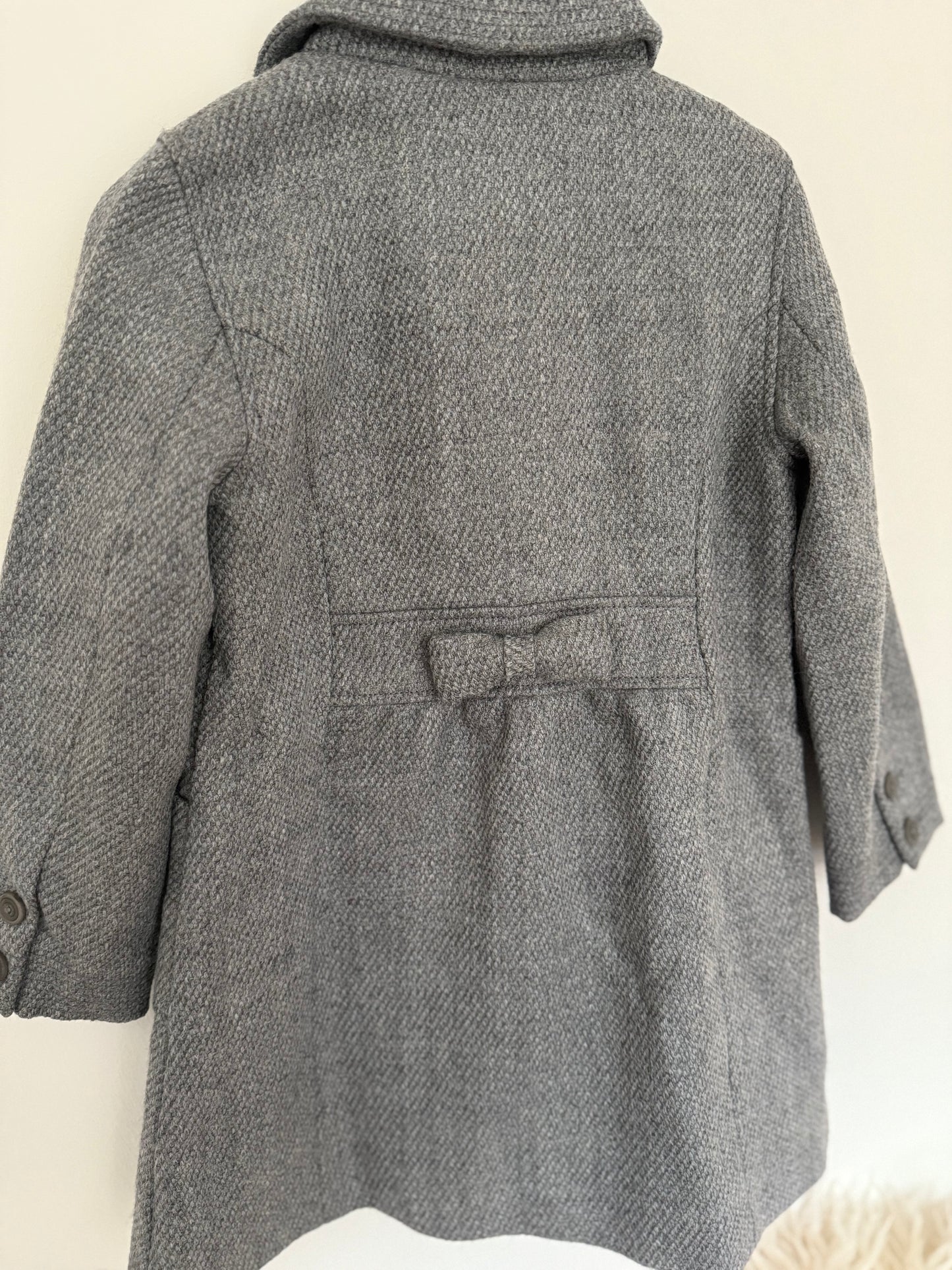 JACADI Mantel Wolle Grau Schleife 104