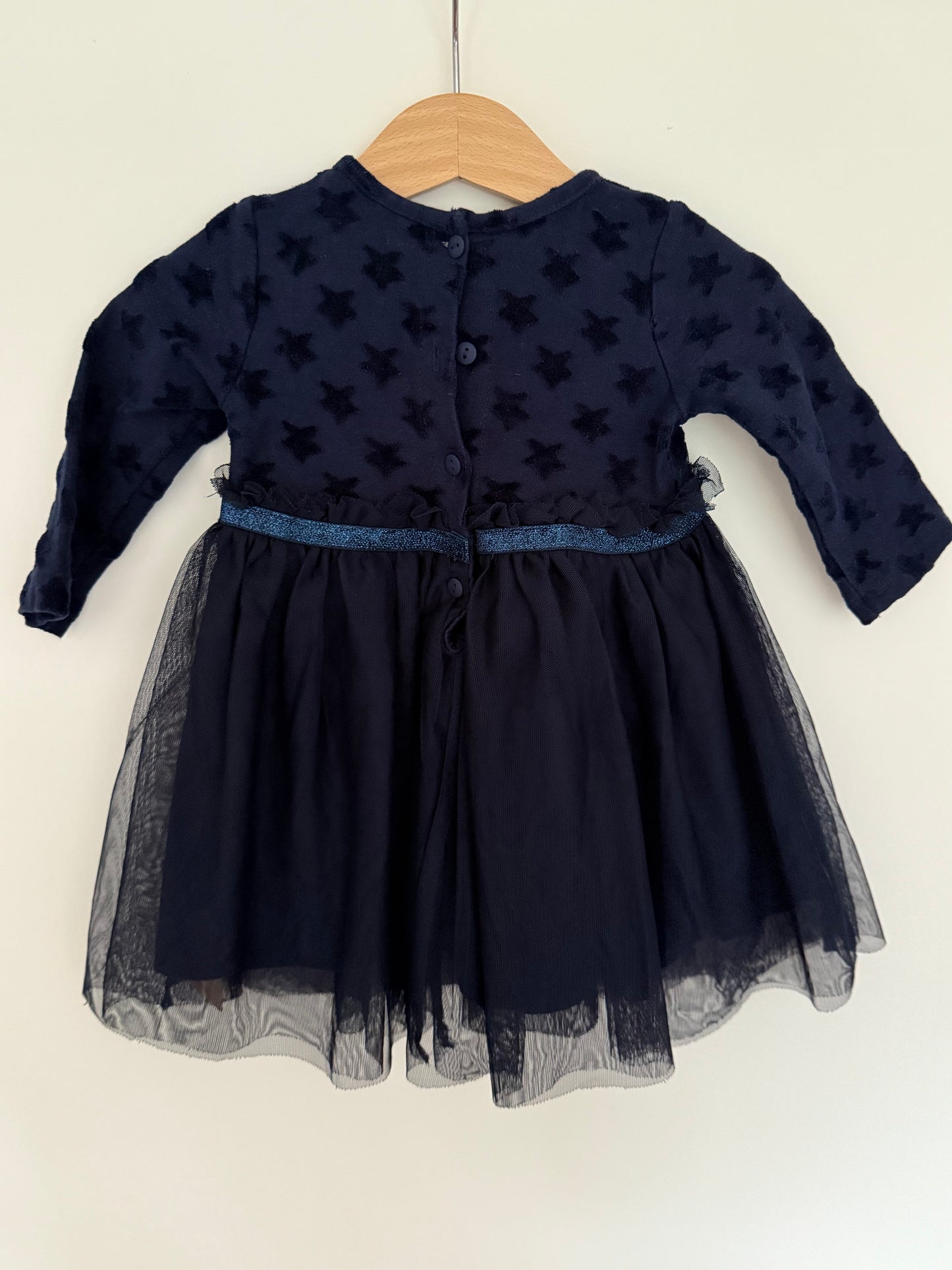 HAPPY GIRLS Kleid festlich dunkelblau Tüll Sterne 80