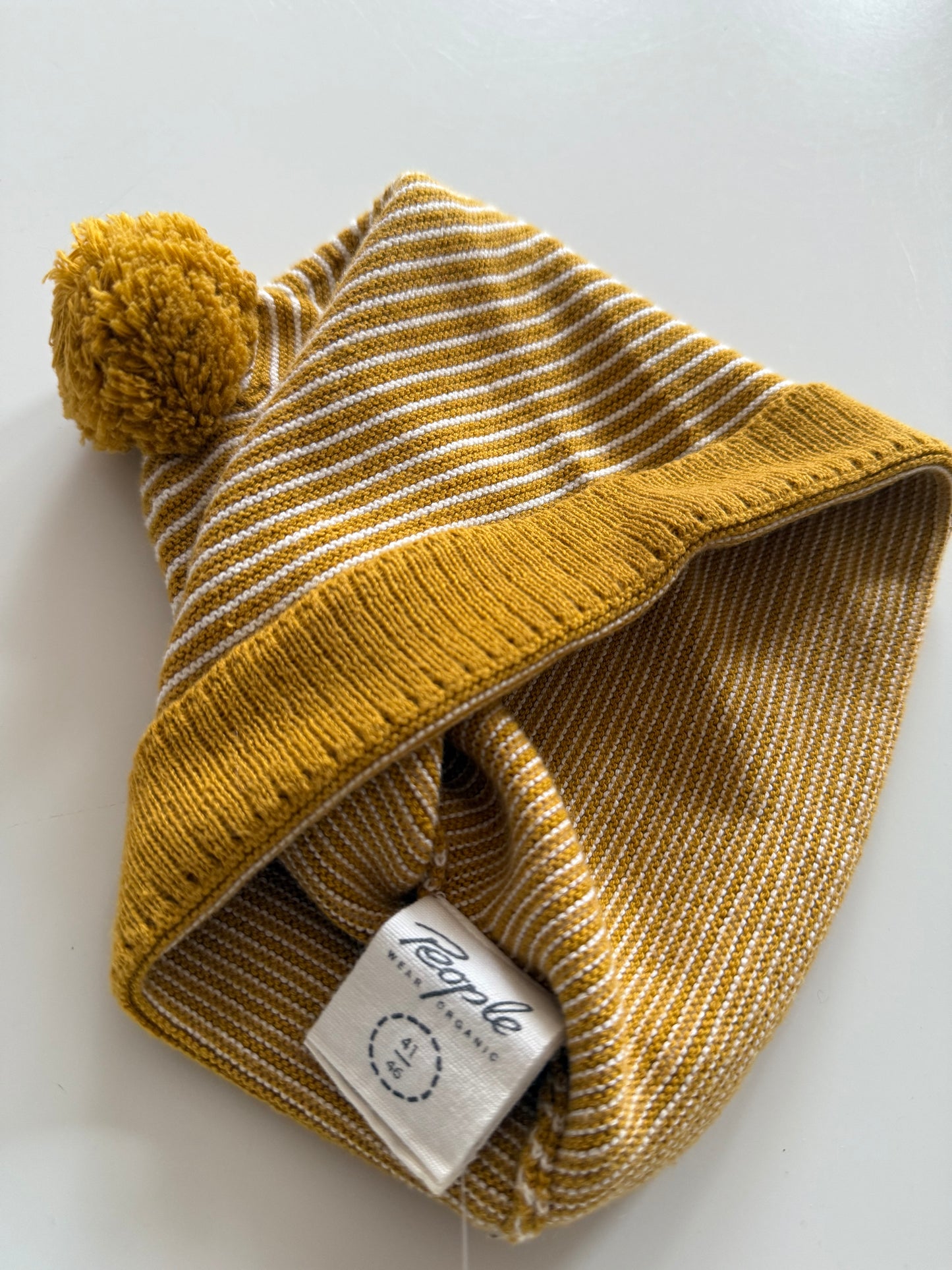 PEOPLE WEAR ORGANIC Bommel Mütze Gelb 41/46