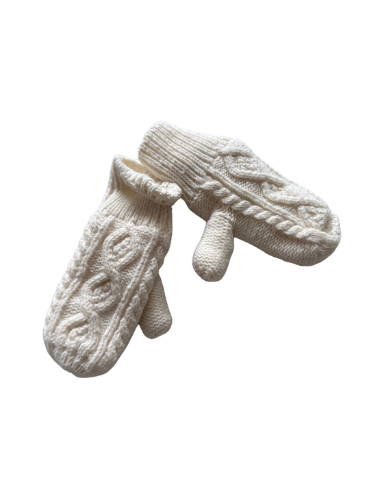 H&M Handschuhe Fäustlinge Wollweiß 86/92