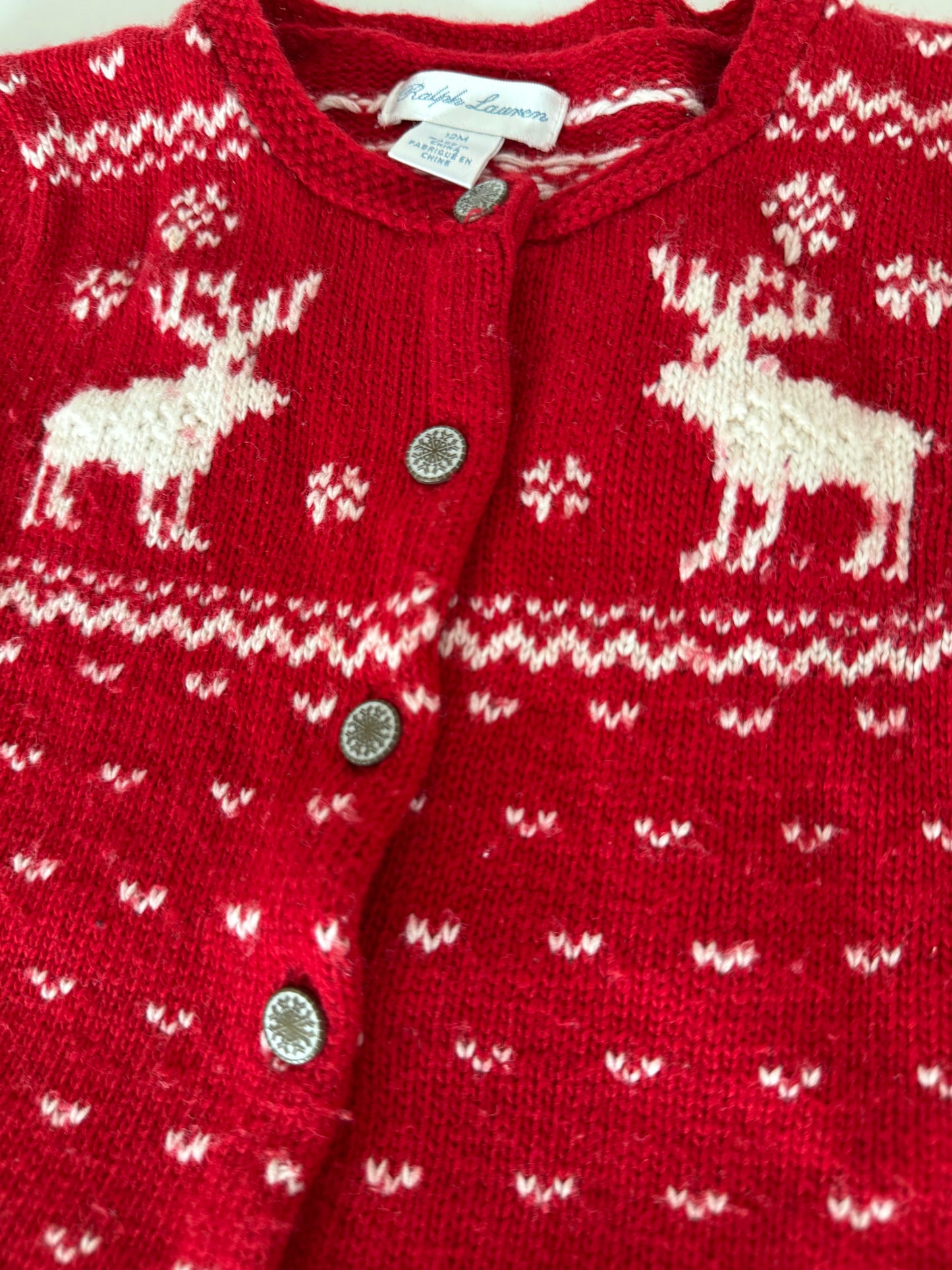 RALPH LAUREN Strickjacke Norweger rot weiß 80
