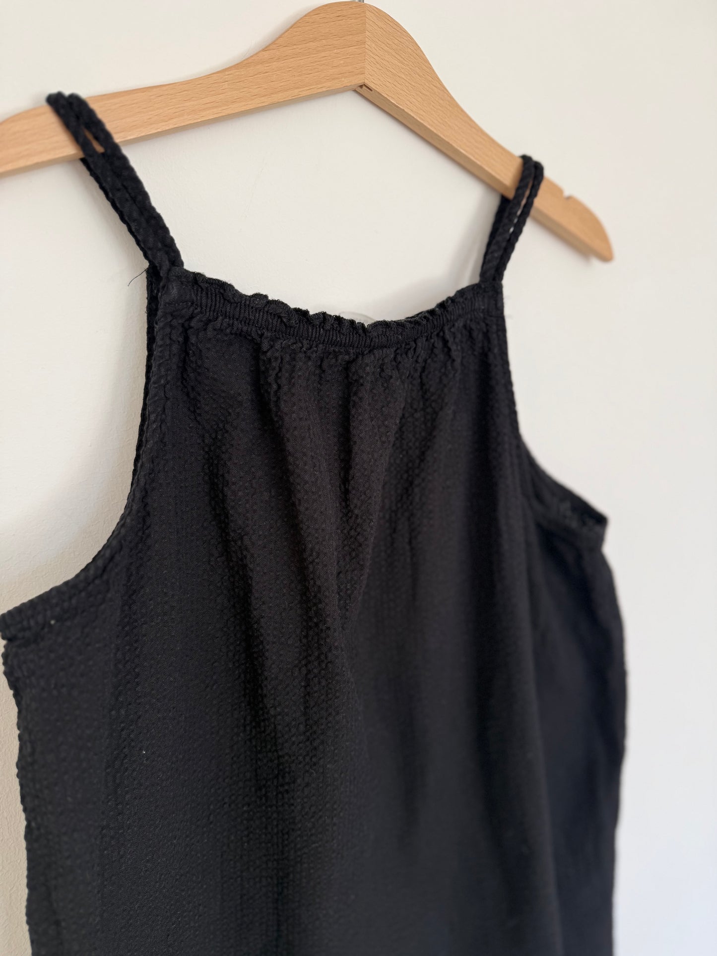 H&M Trägerkleid crincle schwarz 134/140