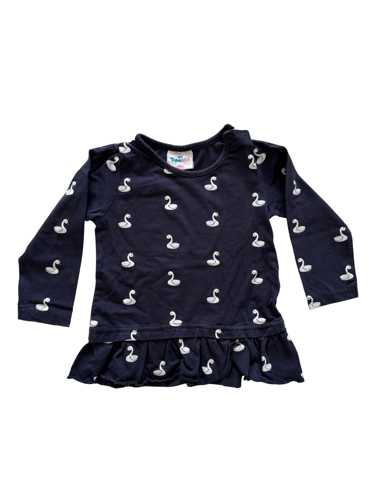 TOPOMINI Langarmshirt dunkelblau Schwäne 92