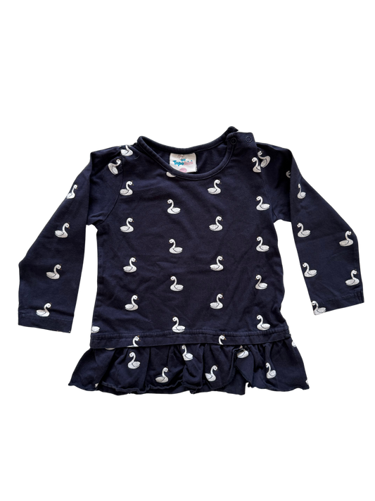 TOPOMINI Langarmshirt dunkelblau Schwäne 92
