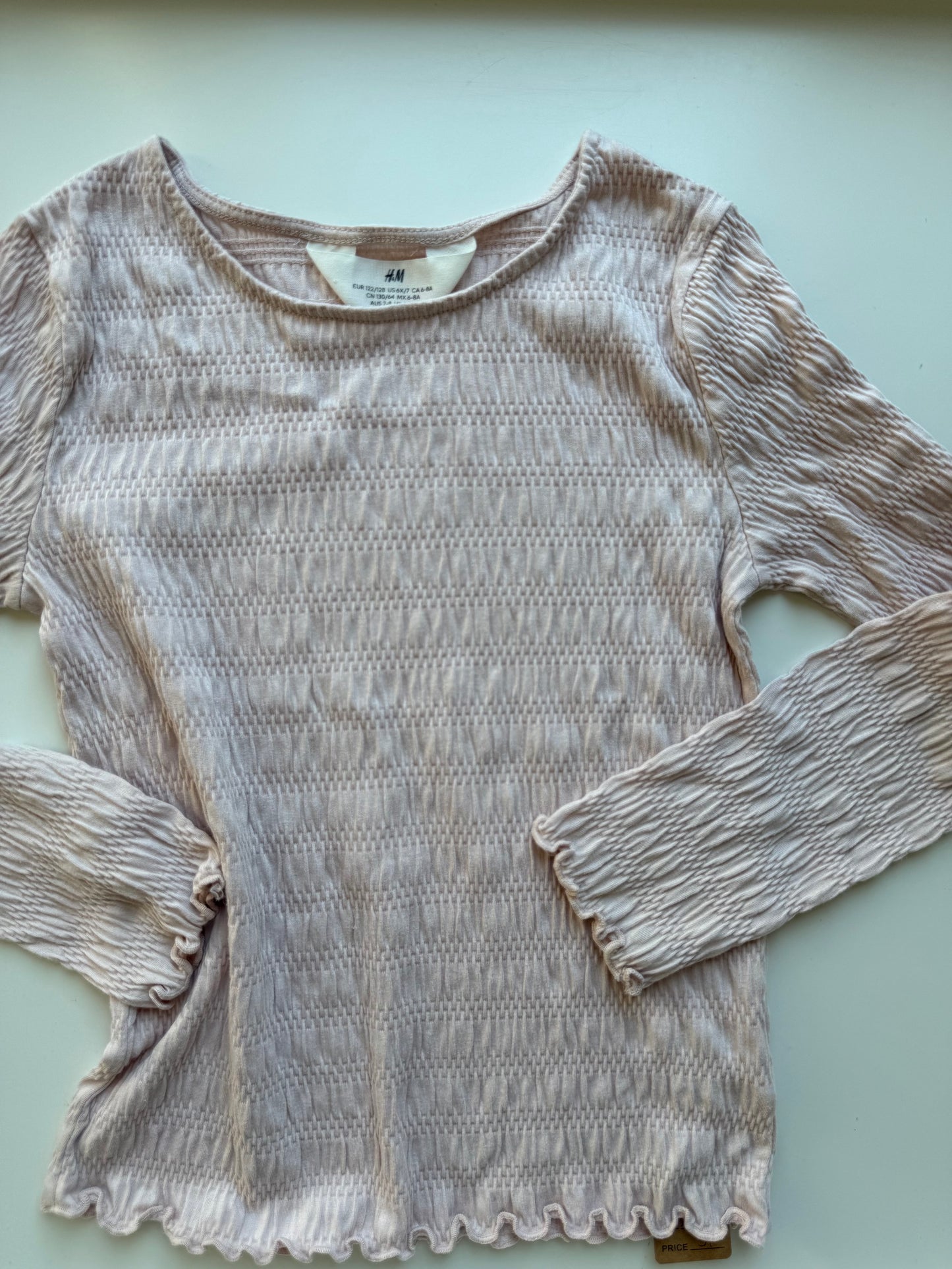 H&M Langarmshirt crincle Rosa 122/128