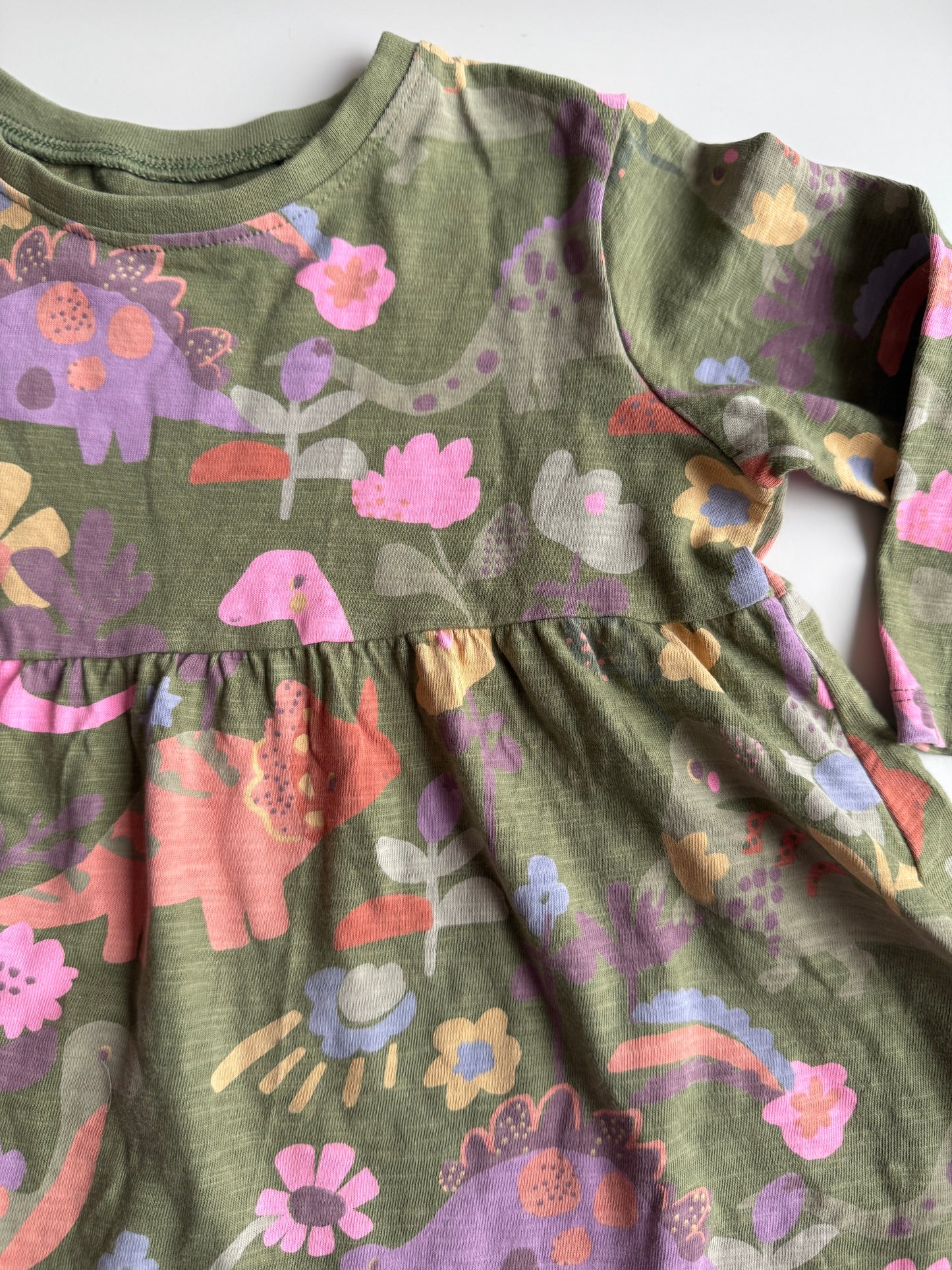 NEXT Kleid Blumen Dinos grün pink 86