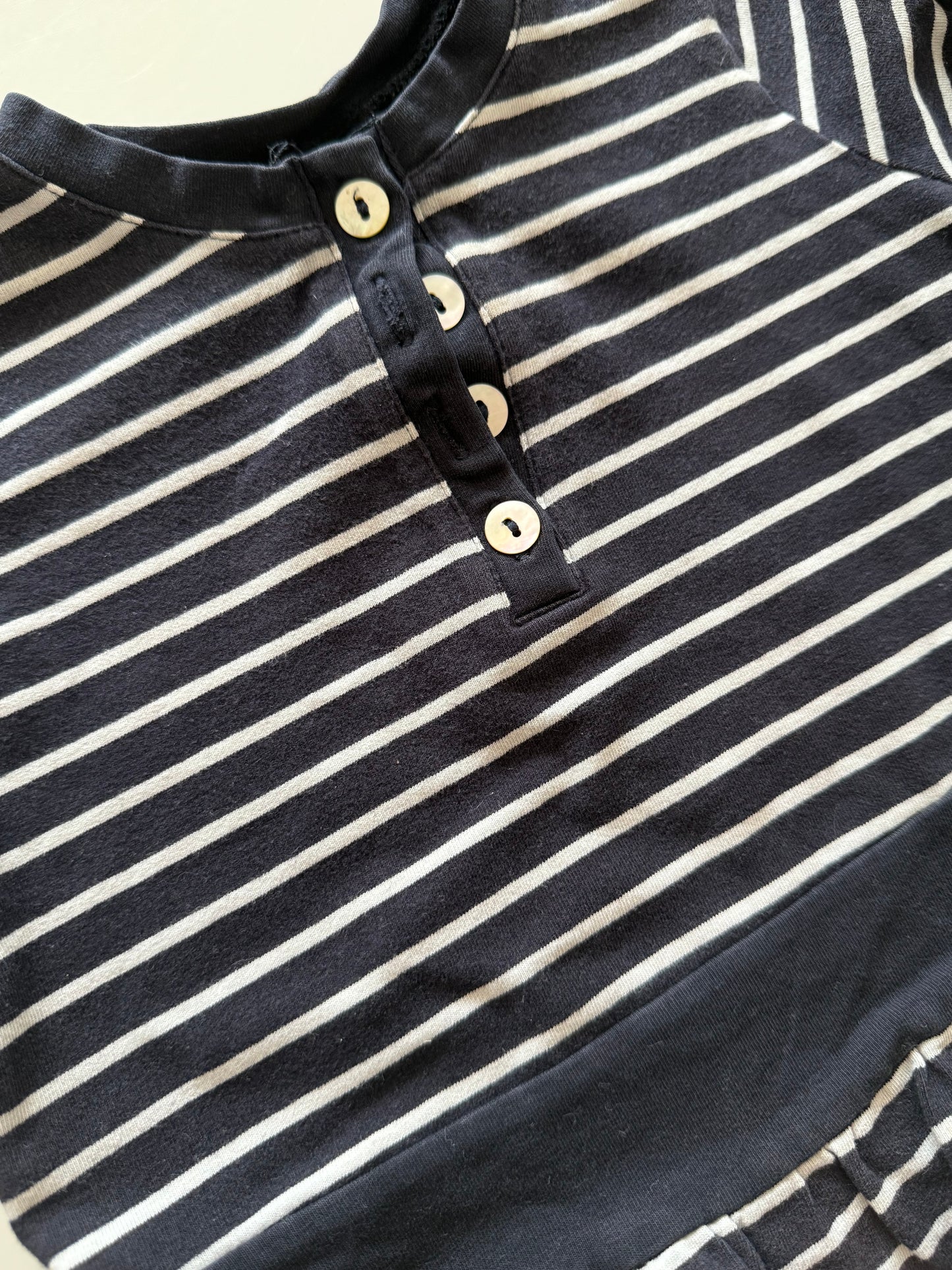 STEIFF Langarmshirt Blau weiß gestreift 86