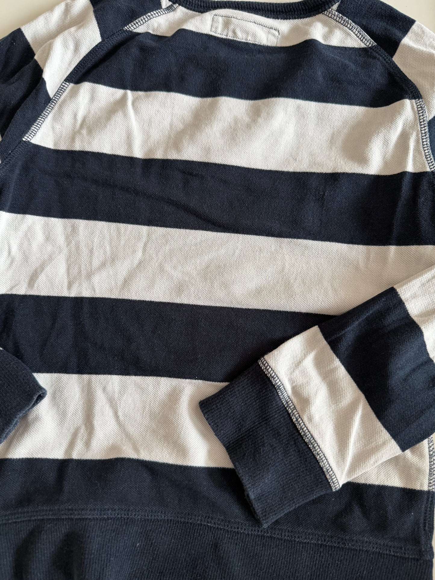 H&M Sweatshirt Piqué blau weiß gestreift 122/128