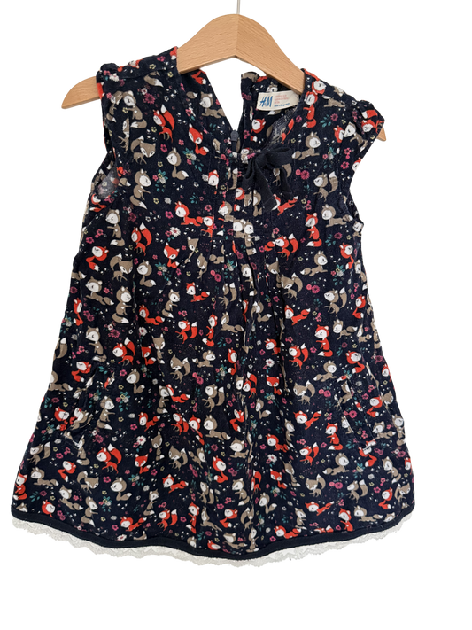 H&M Kleid Kord Waldtiere 104