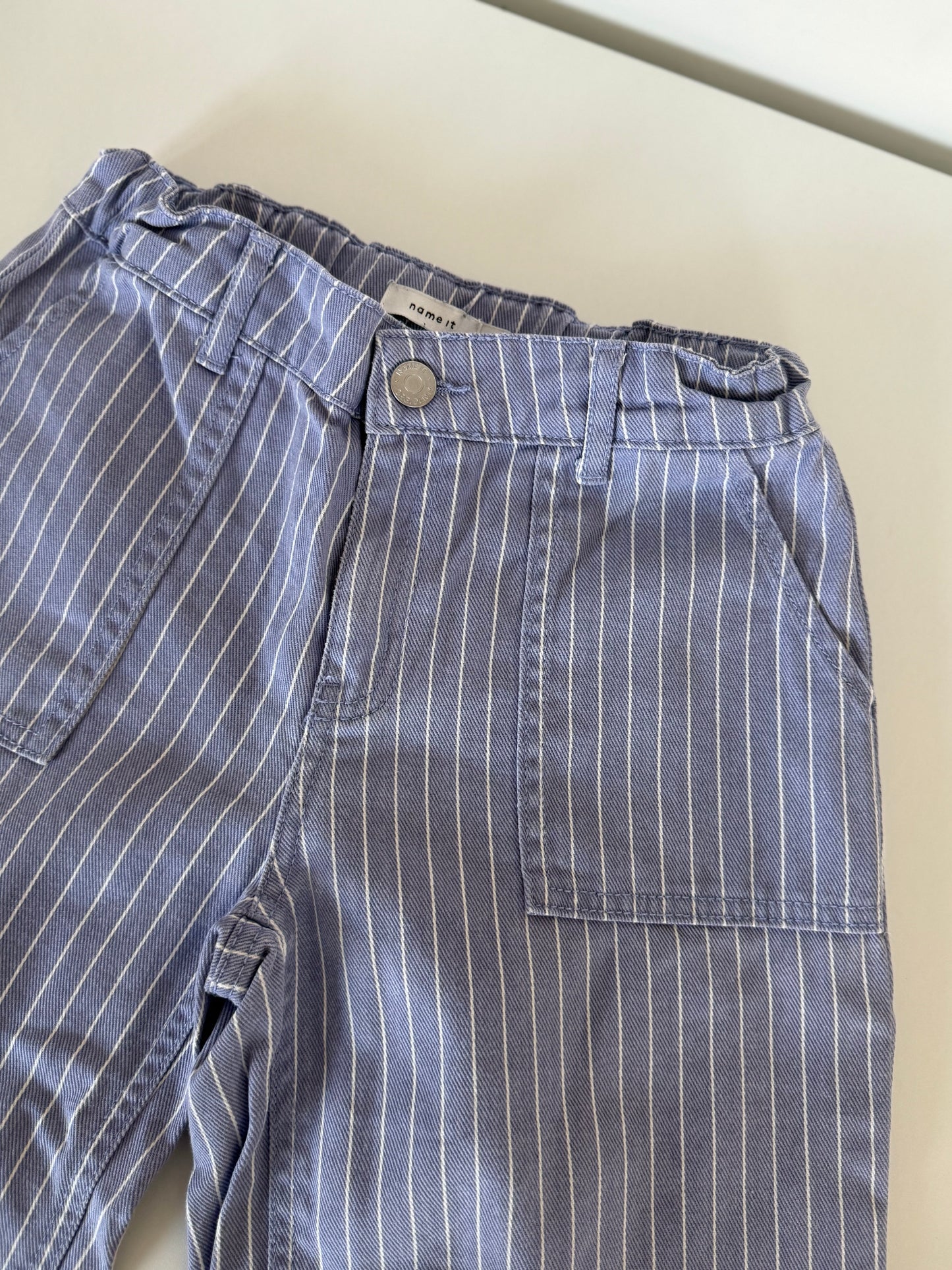 NAME IT Wideleg Jeans gestreift blau weiß 146