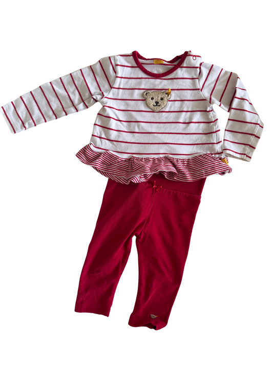STEIFF Set Hose und Oberteil rot weiß 62