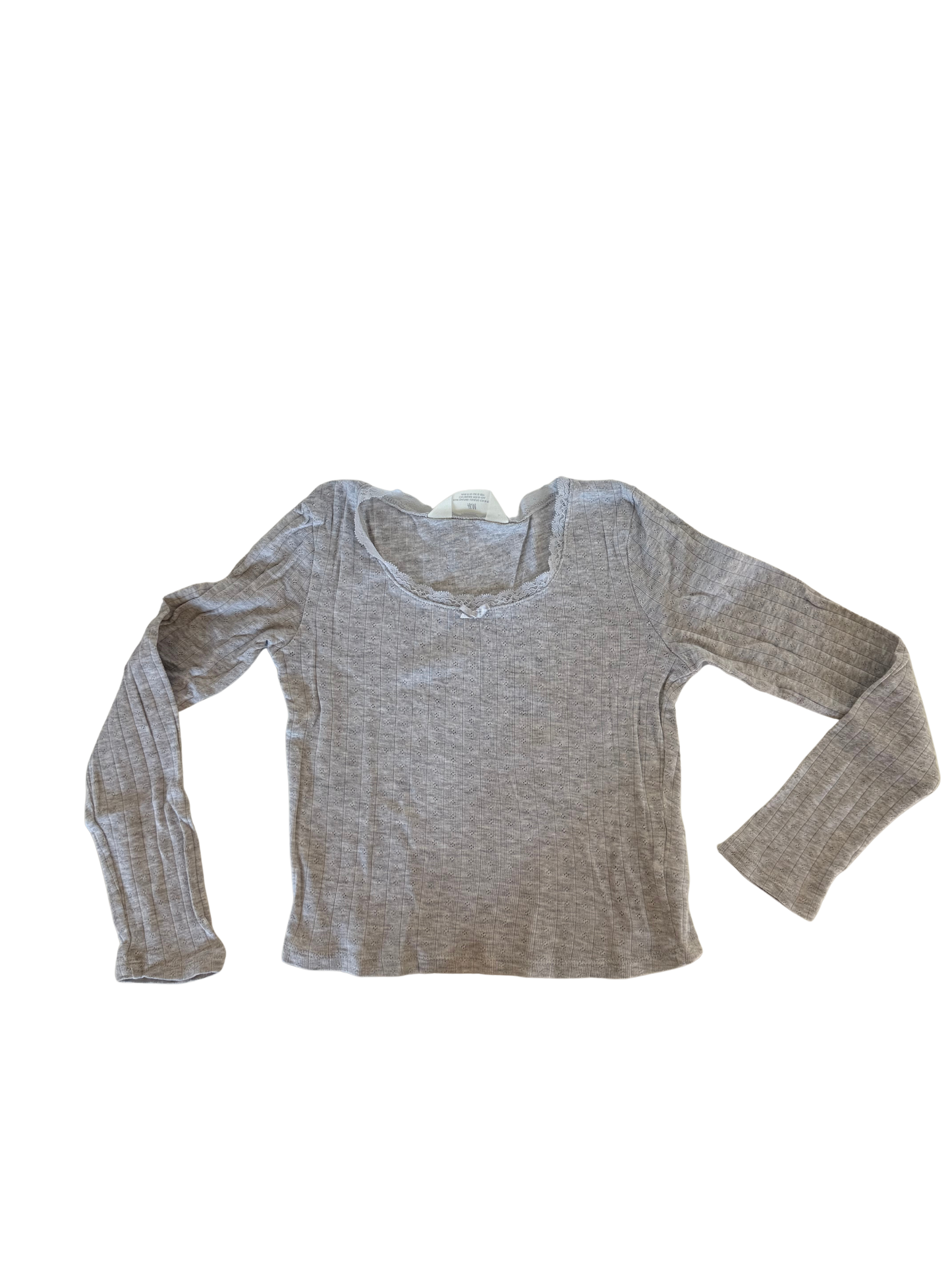 H&M Langarmshirt grau cropped 134/140