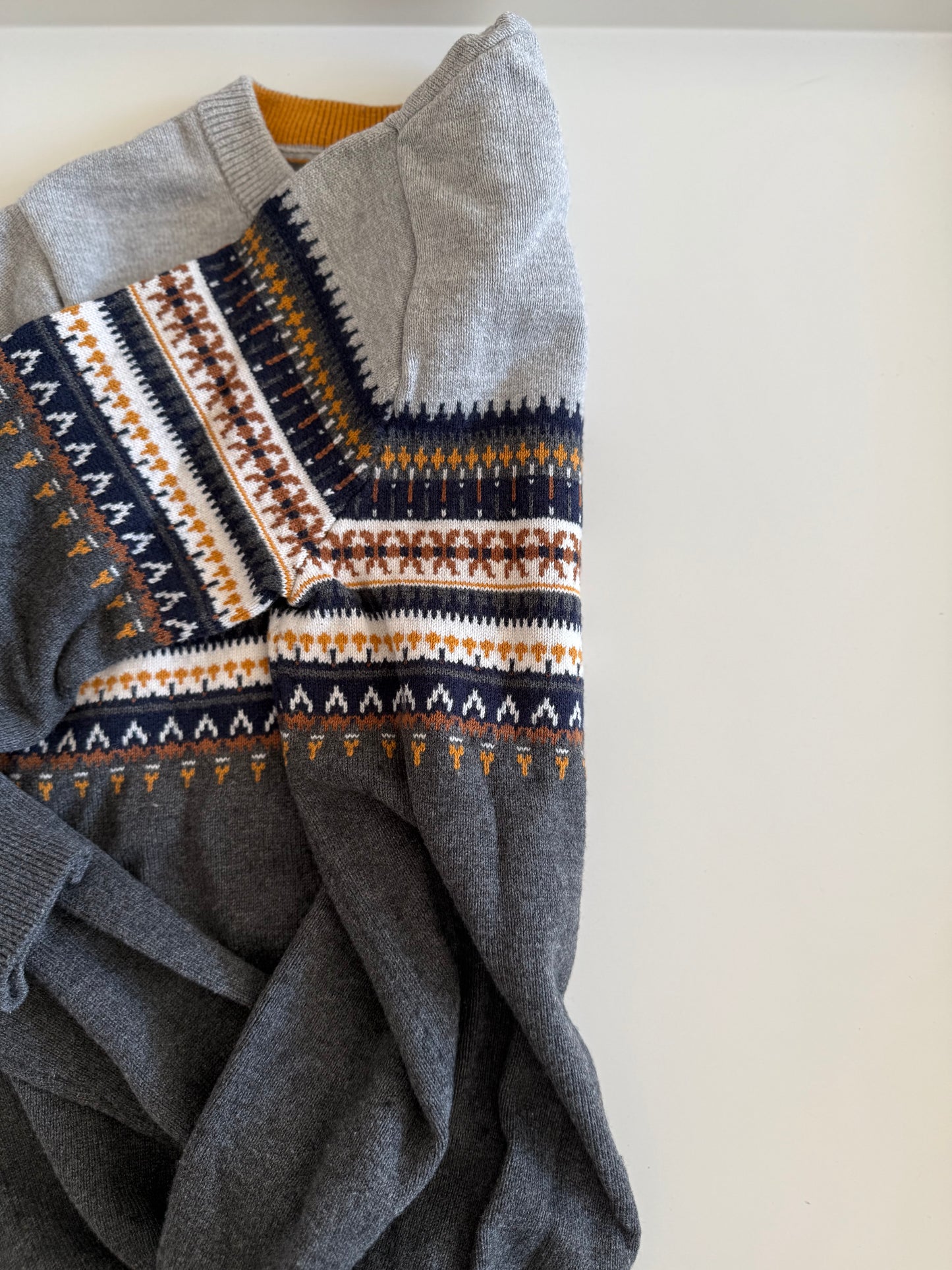 OKAIDI Pullover Norweger Muster grau 152