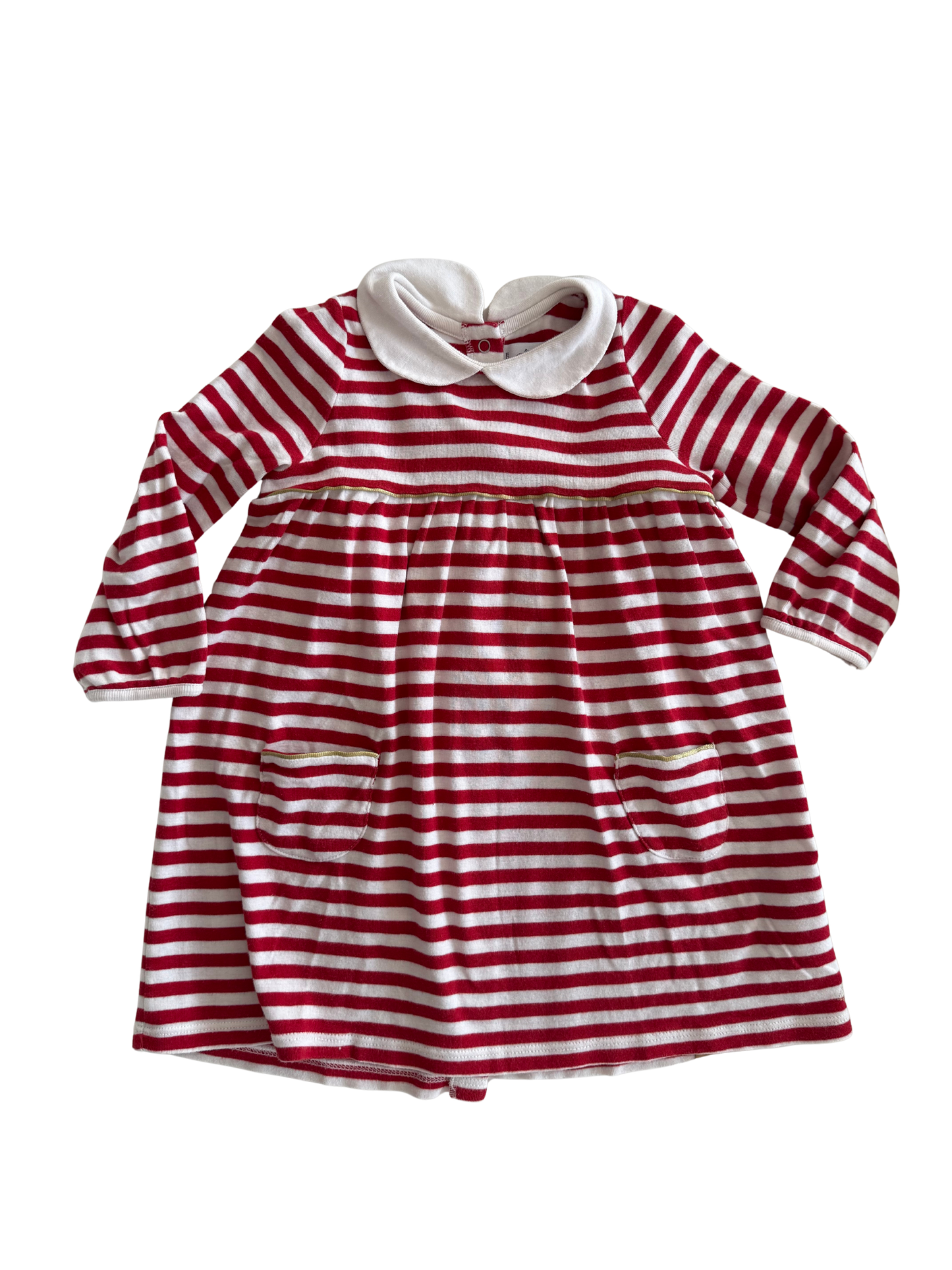 PETIT BATEAU Kleid rot weiß Gold 86