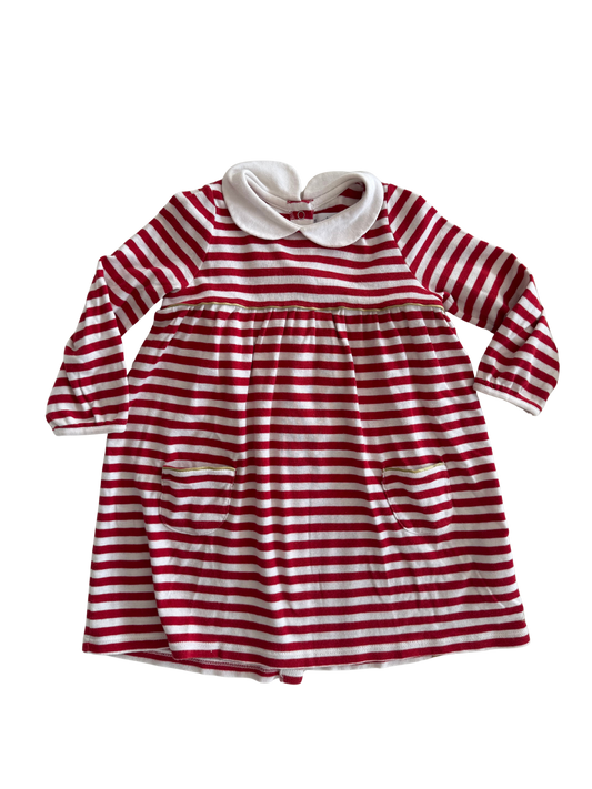 PETIT BATEAU Kleid rot weiß Gold 86