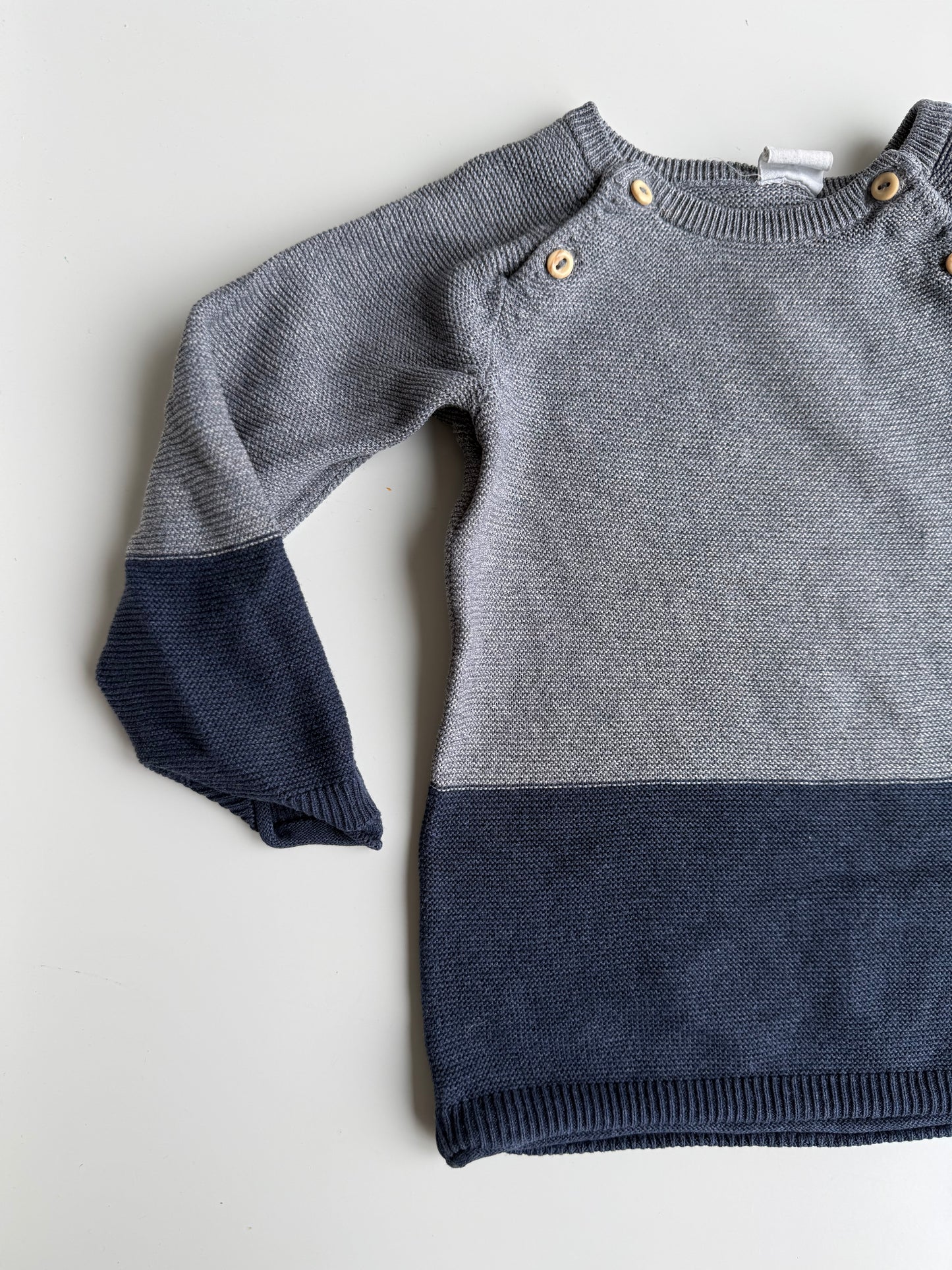 H&M Pullover Strick blau grau 80
