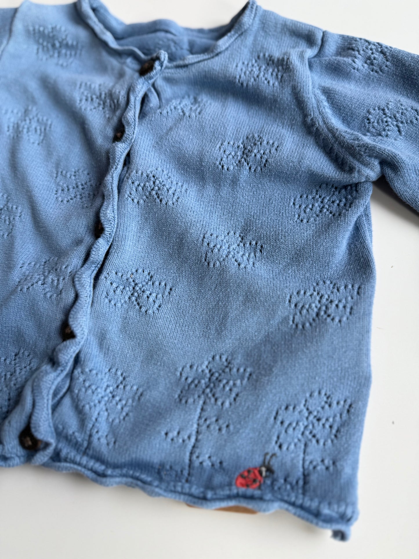 MARKS & SPENCER Strickjacke Taubenblau Marienkäfer 74