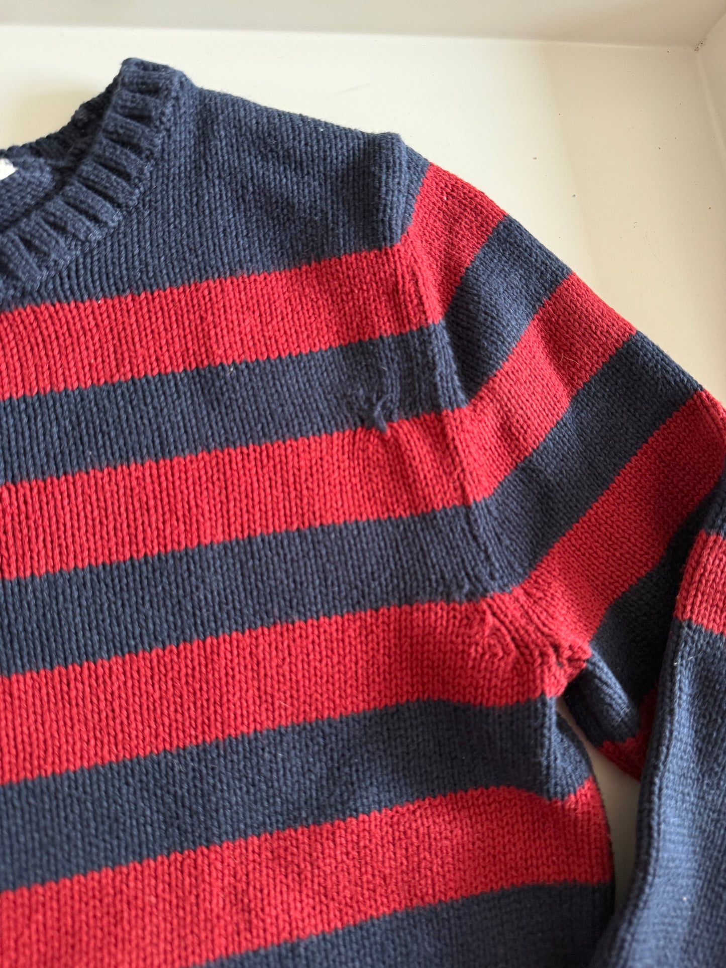 H&M Pullover Strick blau rot 122/128