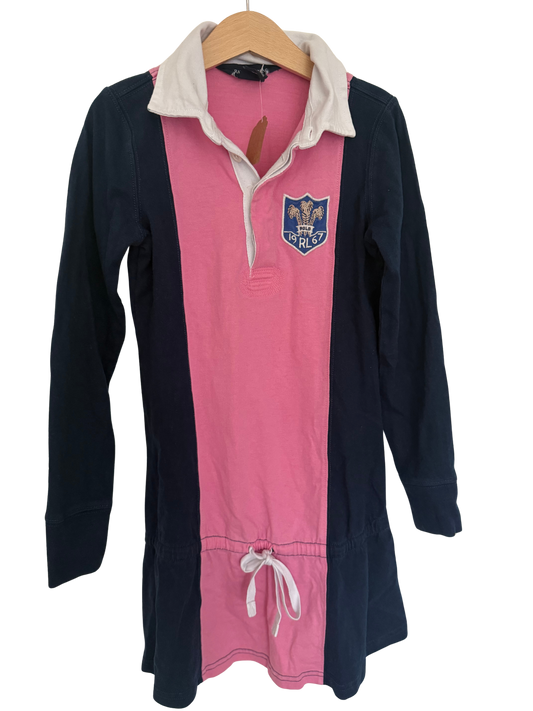RALPH LAUREN Kleid Polo pink blau 122