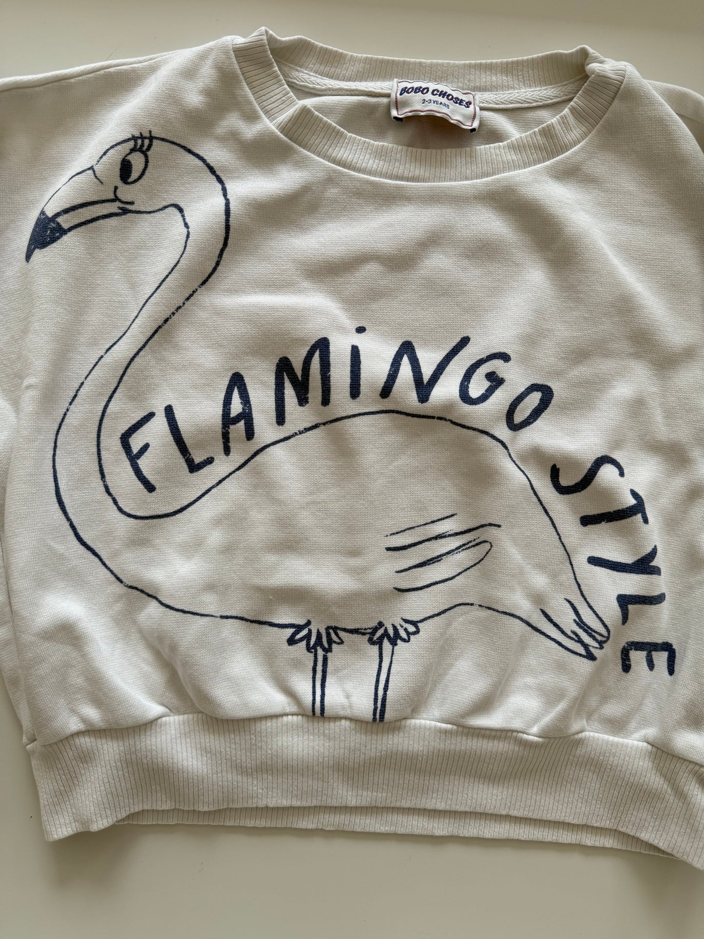 BOBO CHOSES Sweatshirt Flamingo weiß 92/98