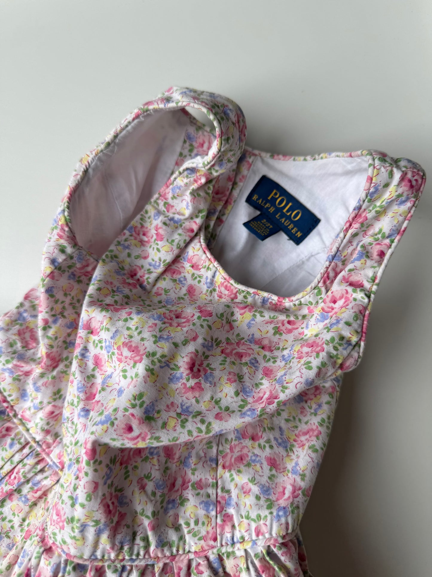 RALPH LAUREN Sommerkleid Streublumen rosa bunt 92
