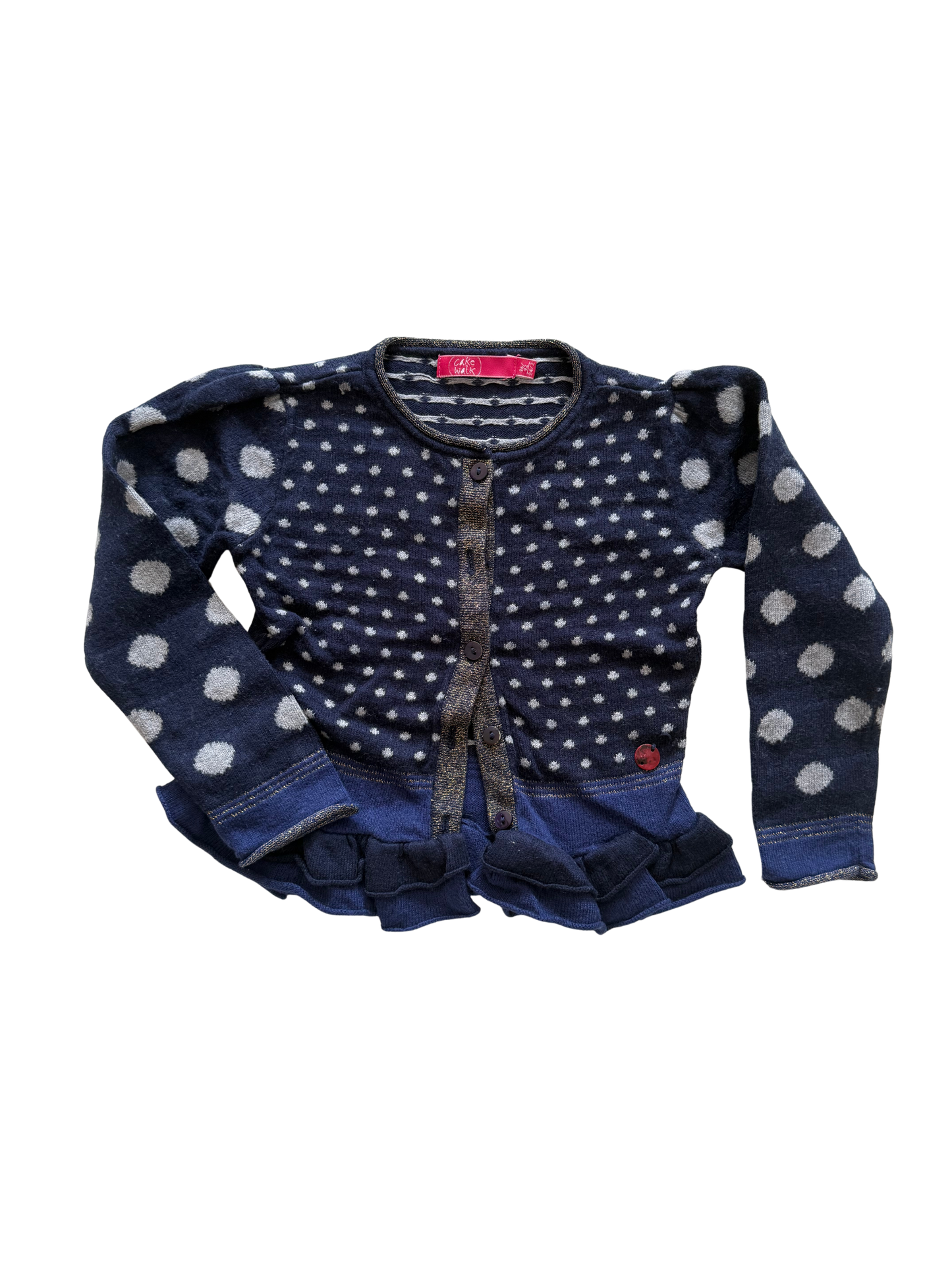CAKEWALK Strickjacke dunkelblau weiß Glitzer Wolle 86/92